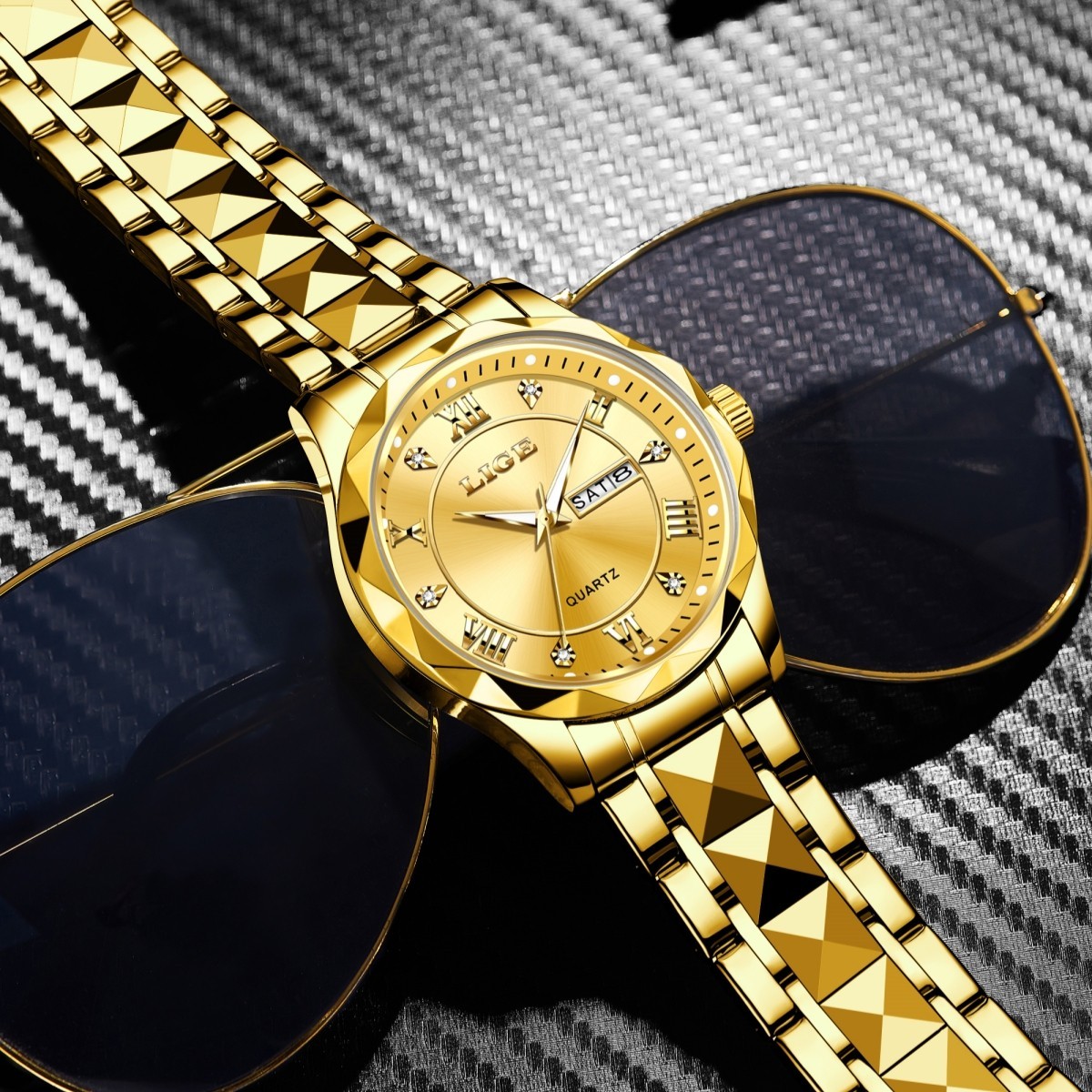 LIGE Men Watch Stainless Steel Date Waterproof Luminous Quartz Wristwatch Gift