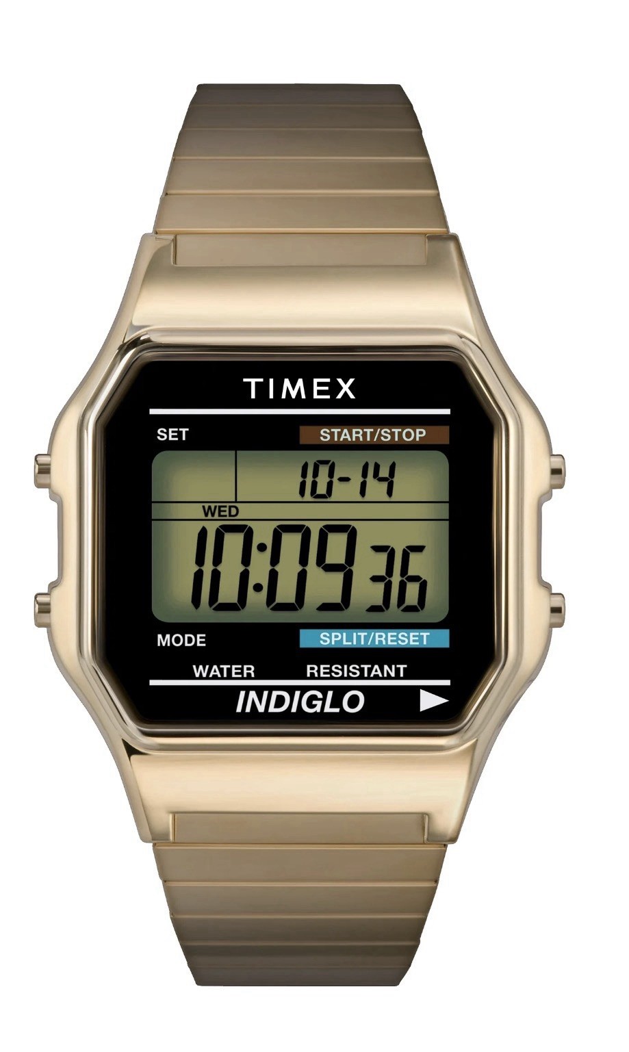 Timex Men’s T78677 Classic Digital Gold-Tone Stainless Steel Expansion Band