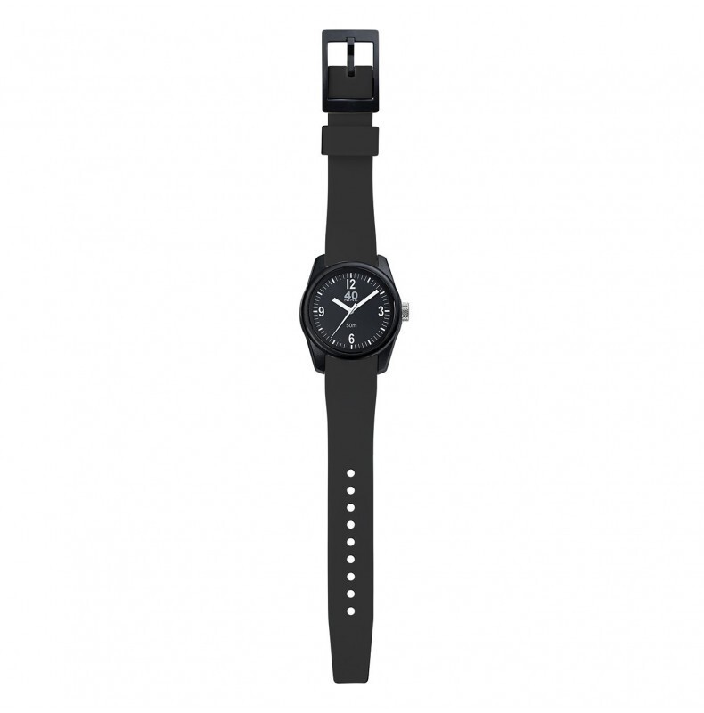 40NINE BASIC 35MM Polymer Quartz Black White Silicone Mineral Unisex Watch