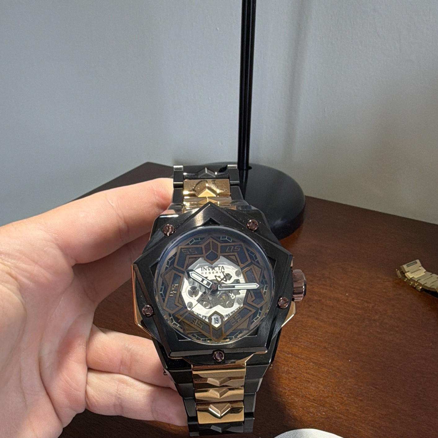 Invicta Reserve Men’s Automatic Skeleton Dial Octagon 52mm Black/Gold 200m