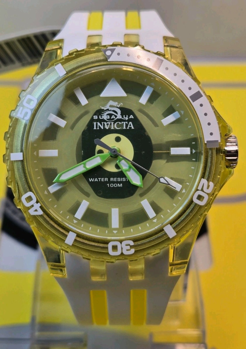 Invicta Subaqua Men’s Watch – 44mm, Green & White with Rotating Bezel NEW