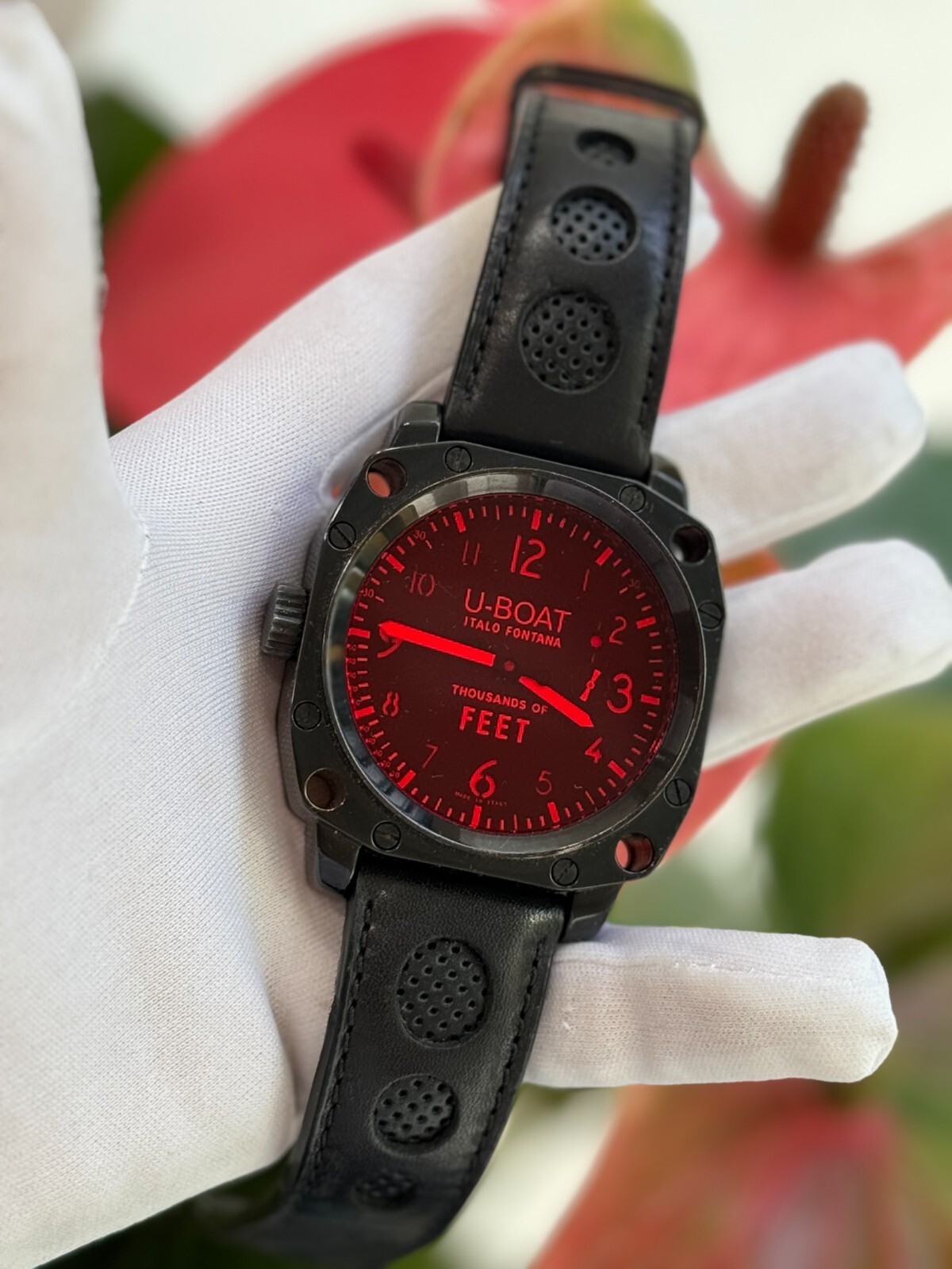 U-Boat Italo Fontana Watch Thousands of Feet Manual Mens 50mm Red Made in Italy