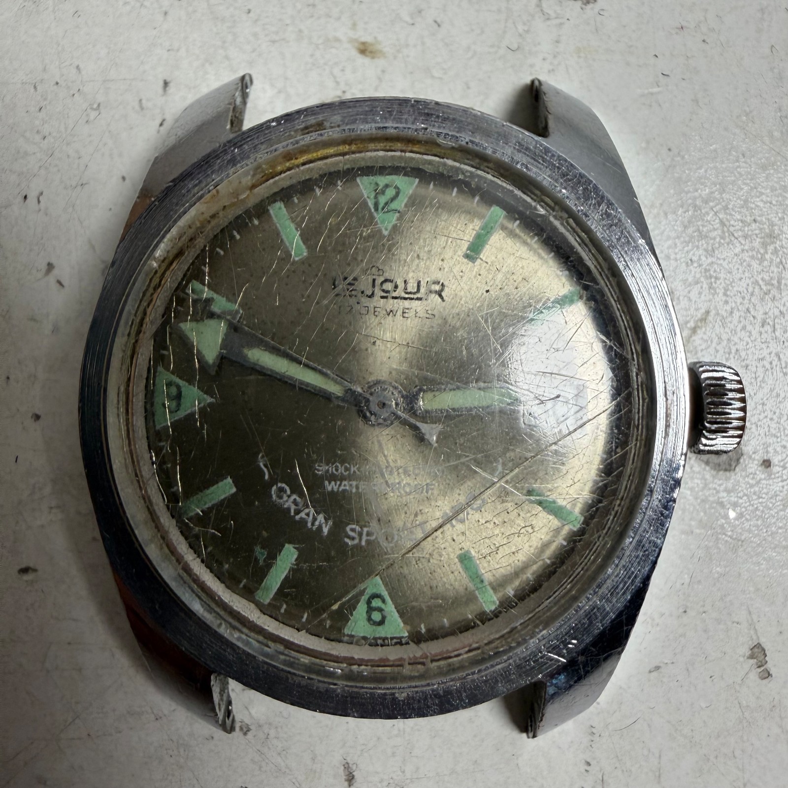 Vintage Le Jour Gran Sport 150 Silver 17 Jewels Waterproof Mechanical Wristwatch