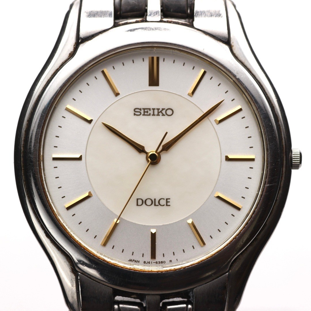 Seiko Dolce 8J41-6030 Annual-Difference Quartz Mens Watch Silver Slim Japan