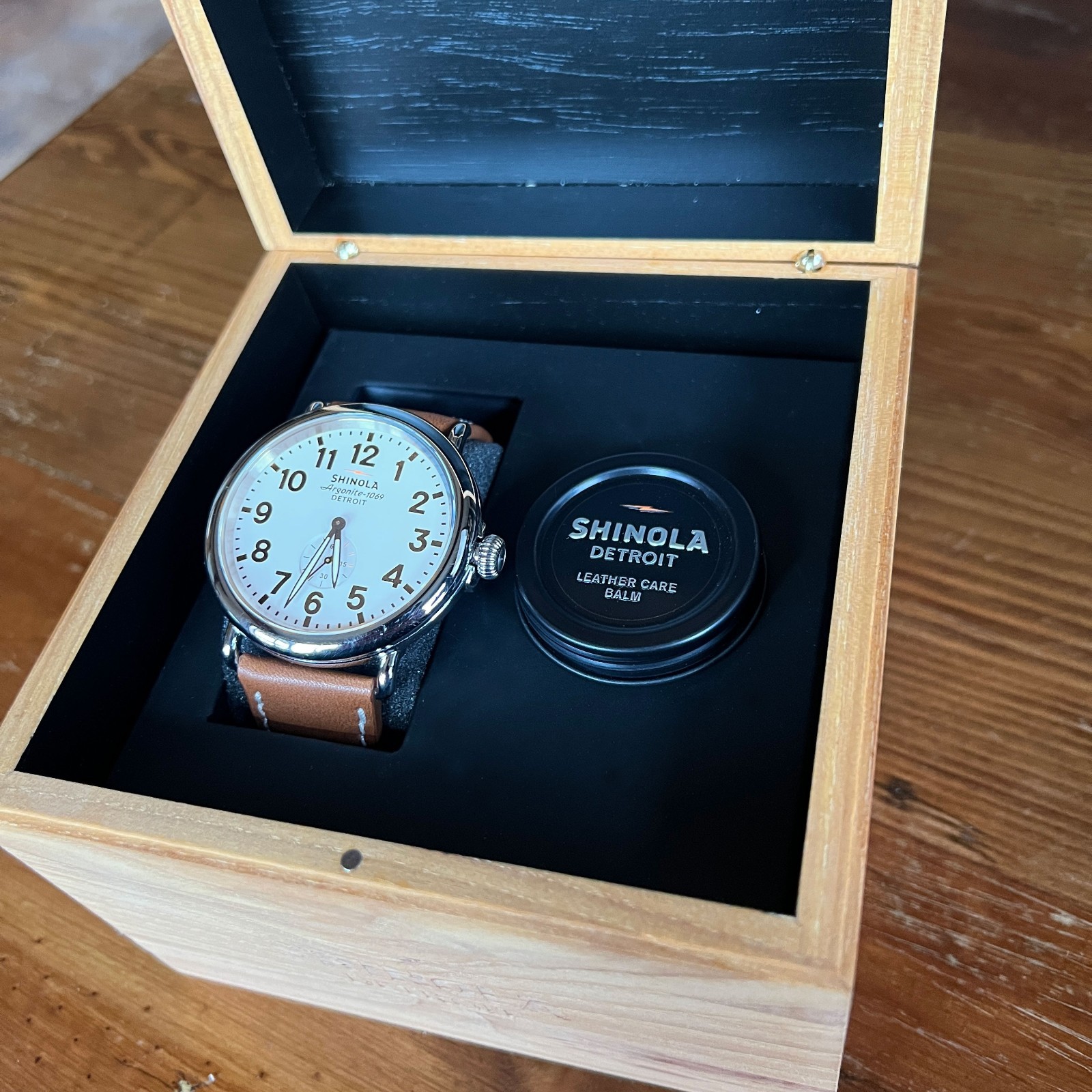 Shinola The Runwell 47mm Silver Stainless Steel Brown Leather Band Wristwatch