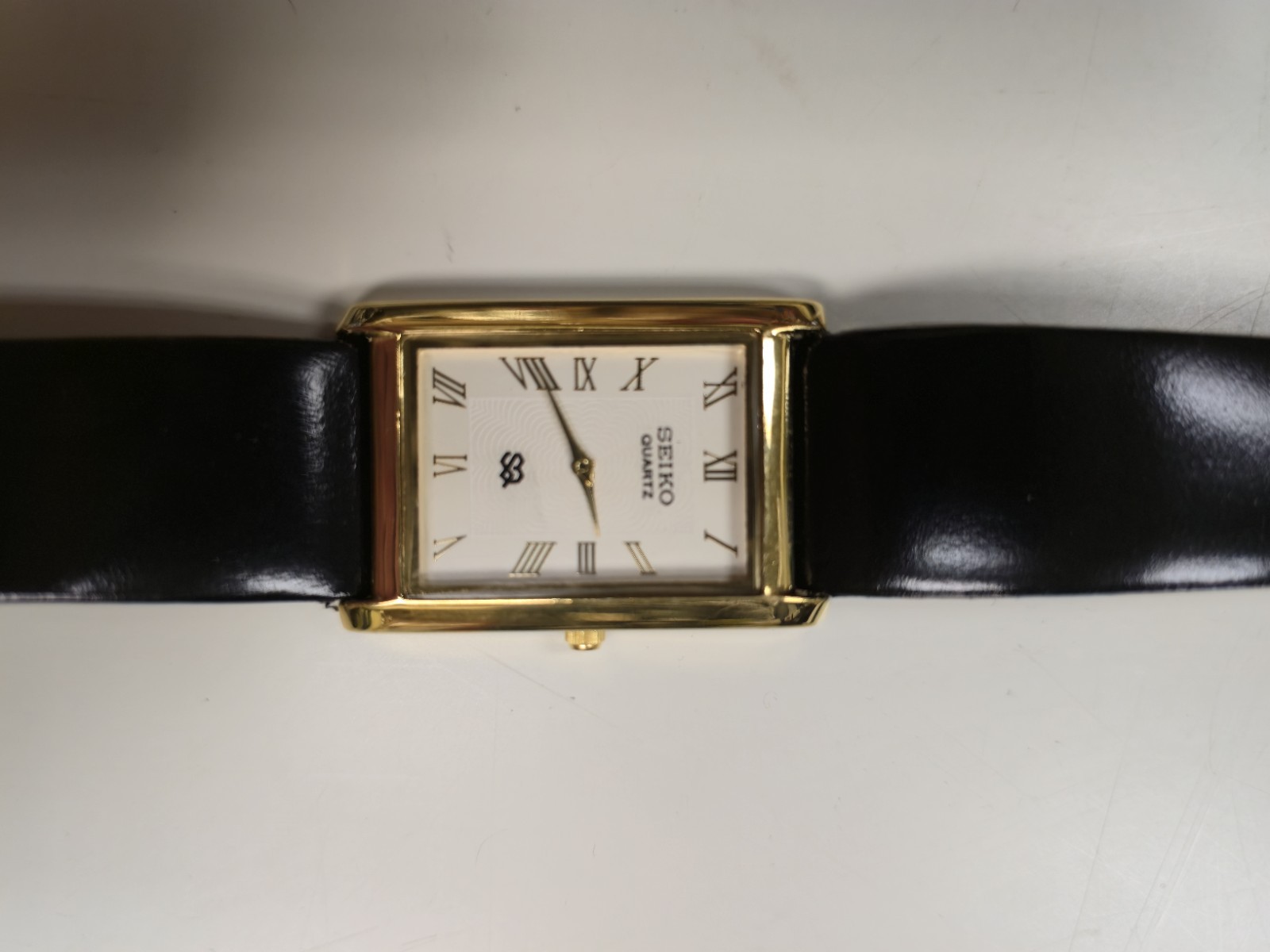 RARE Seiko SQ Slim Quartz Men’s Fancy Dial Tank Watch Gold Tone, SO. 325714