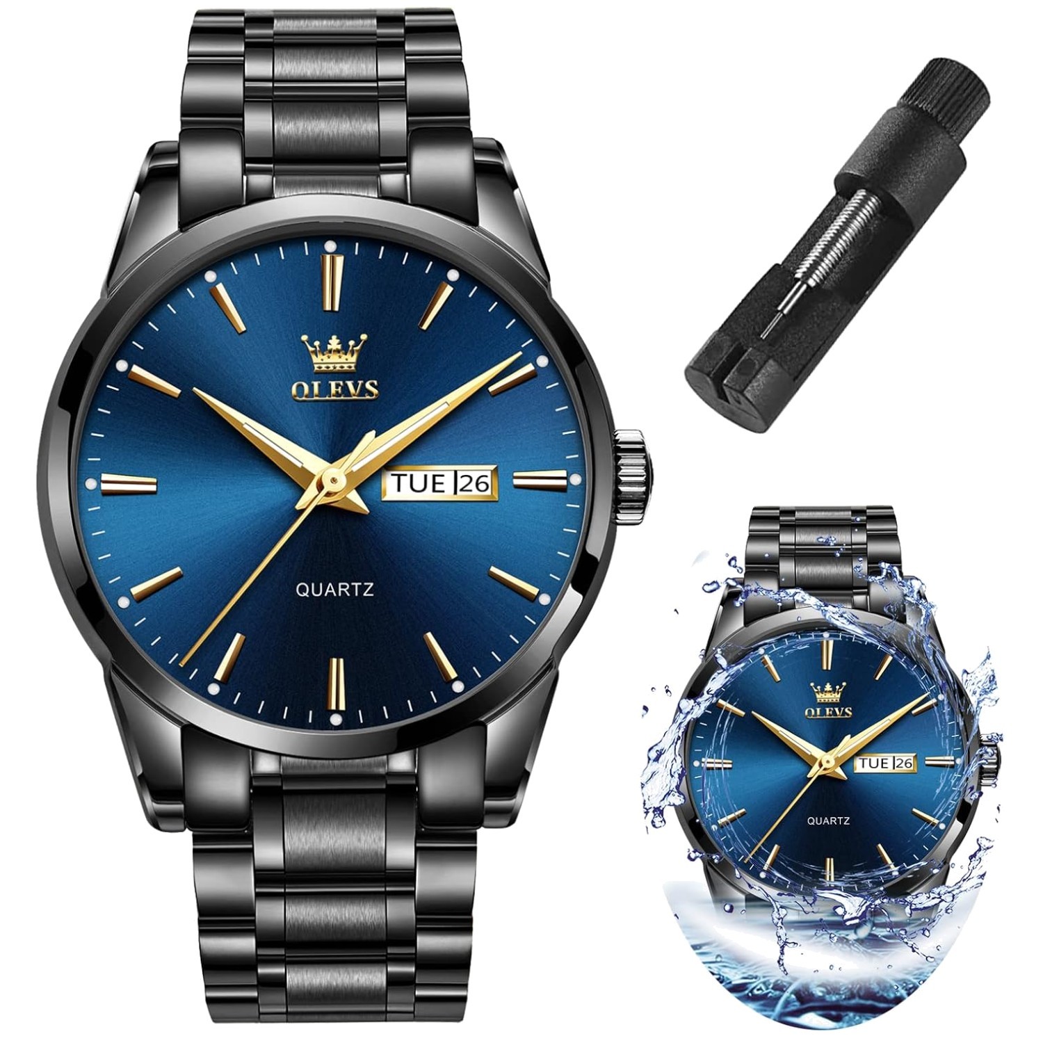 Men’s Casual Luminous Watch – Waterproof, Stylish Blue and Black Design