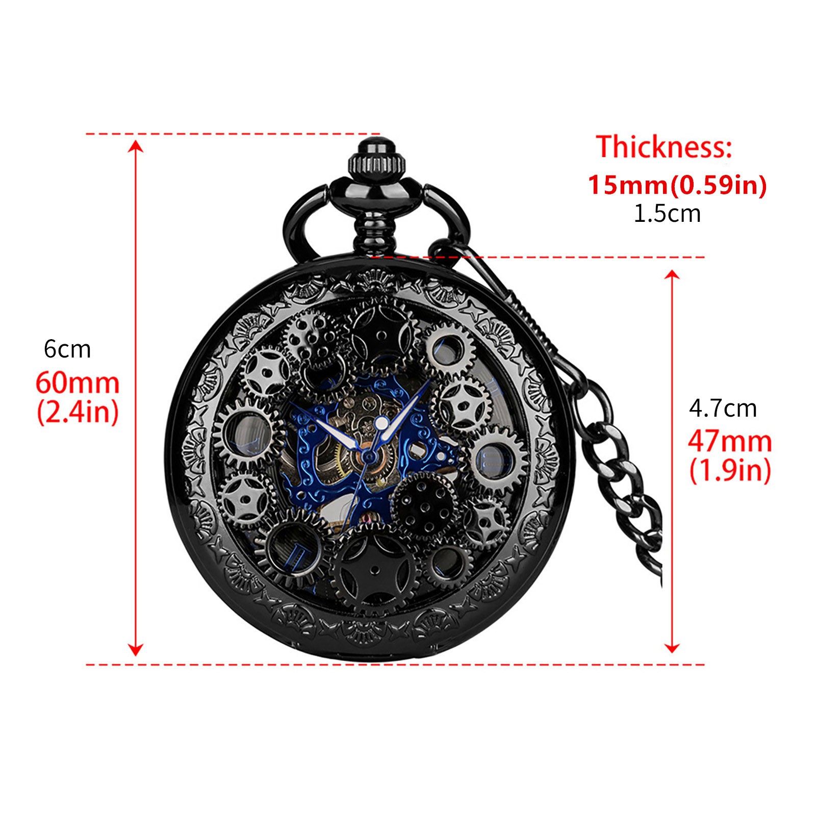 1 PC Mens Skeleton Mechanical Pocket Watch Hollow half Hunter Pocket Watch