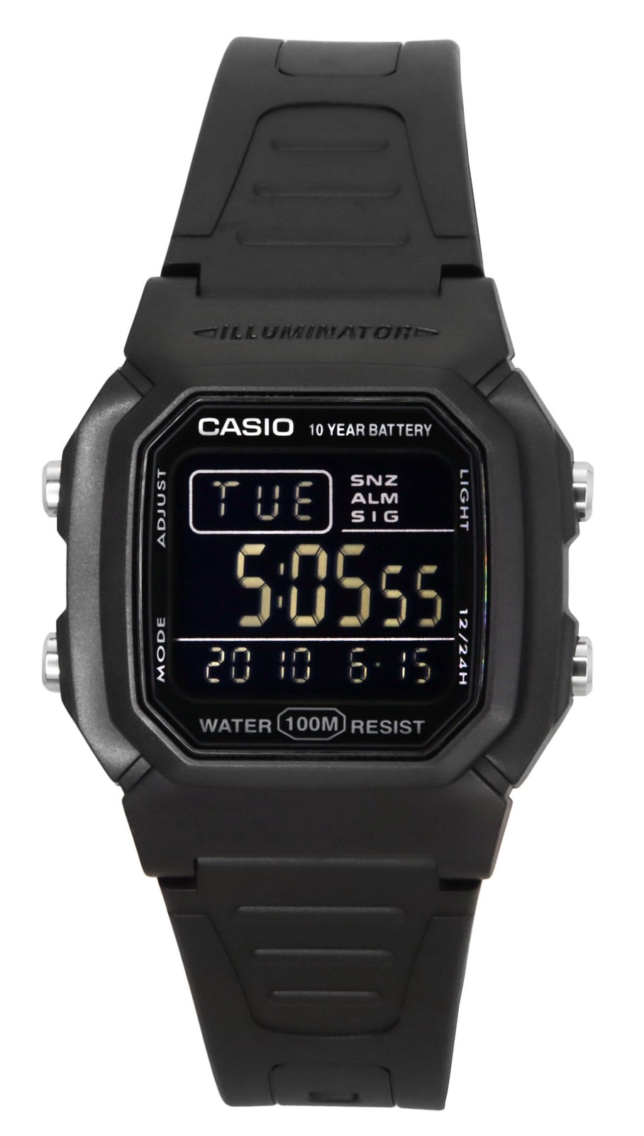 Casio Digital Black Dual Time Resin Strap Quartz W-800H-1BV 100M Men’s Watch