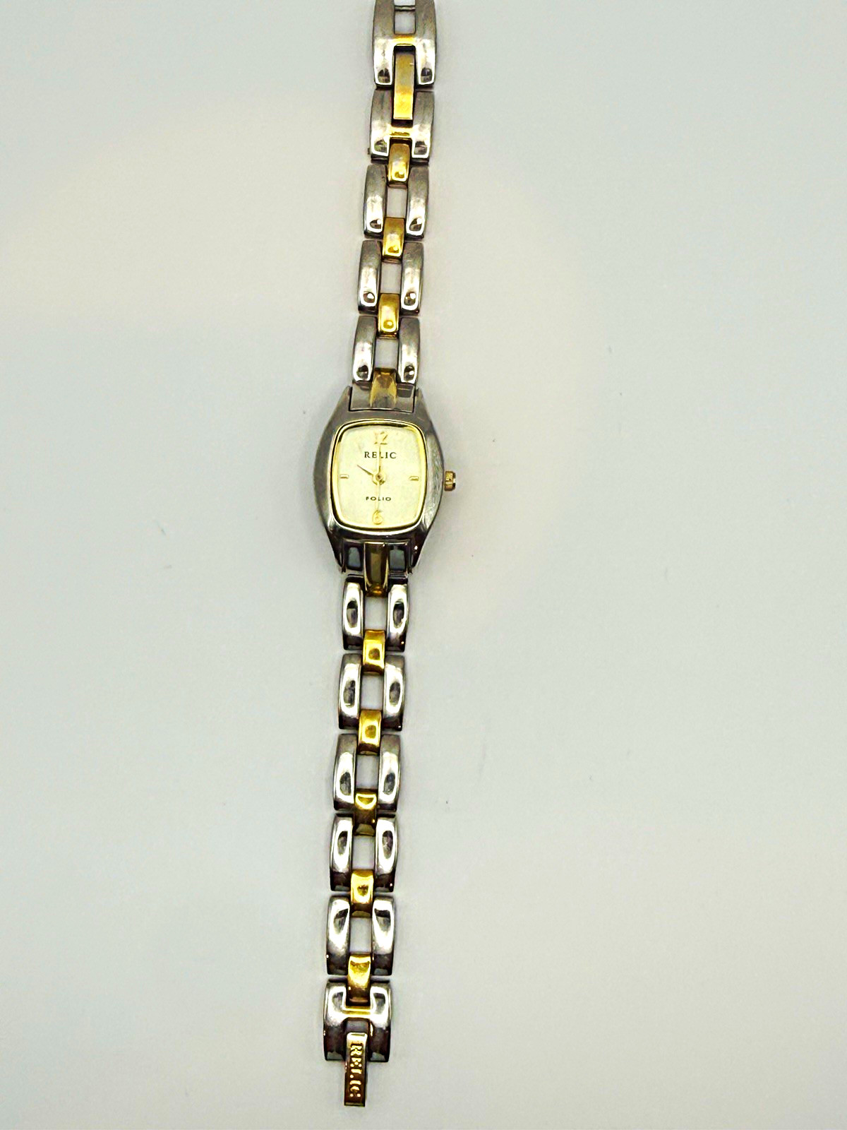 Relic Folio Women’s Quartz Analog Two-Tone Silver/Gold Bracelet Gold Dial