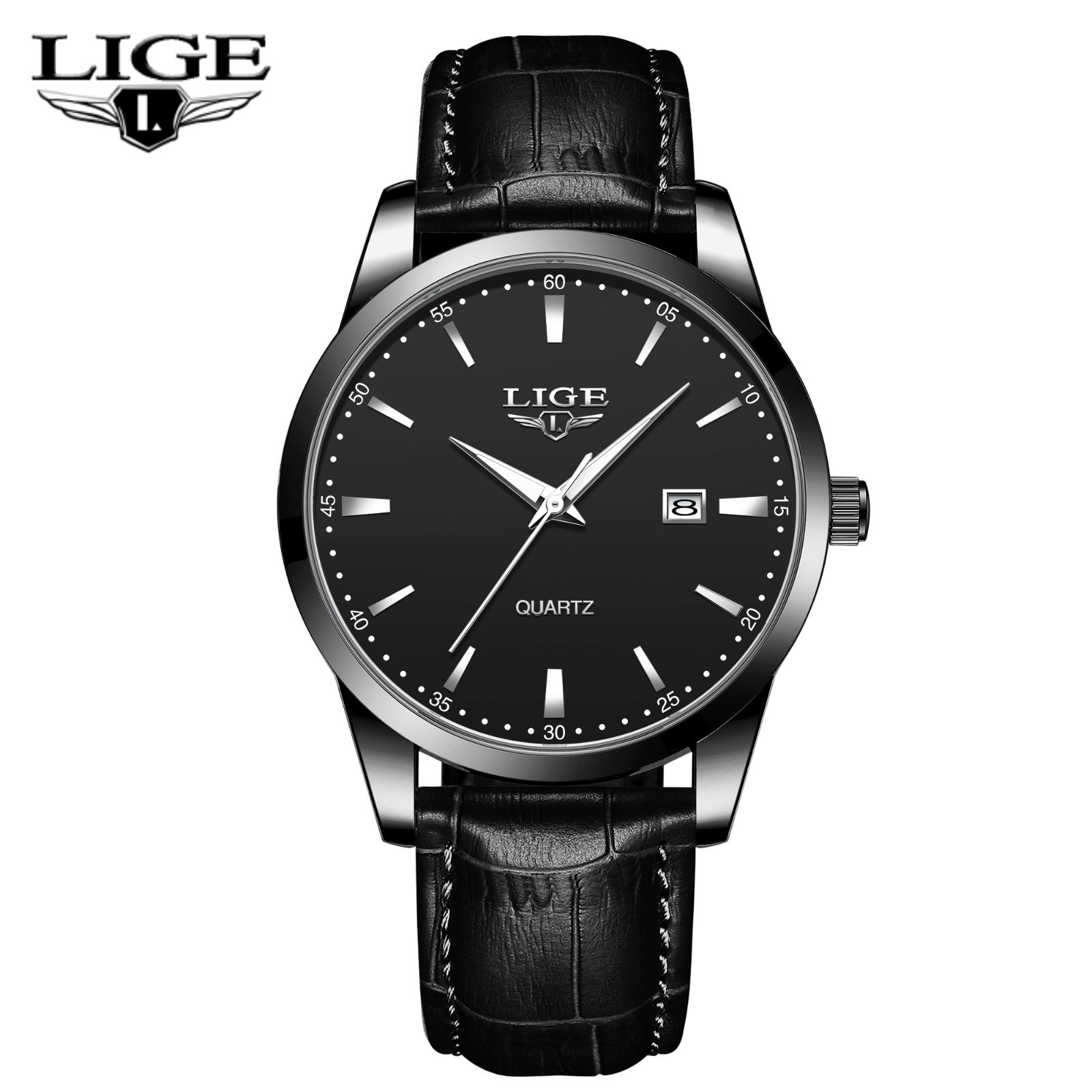 Men Watch Business Leather Waterproof Quartz Wristwatch Luminous with Calendar