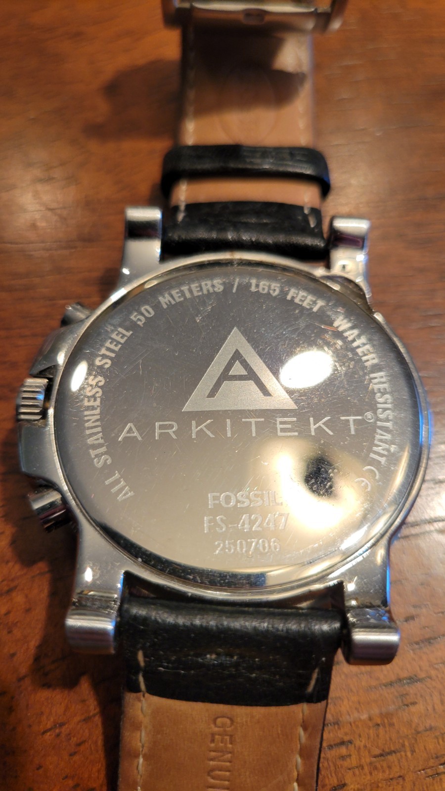 Fossil Arkitekt Men’s Watch NWT Silver Tone Black Chronograph FS4247