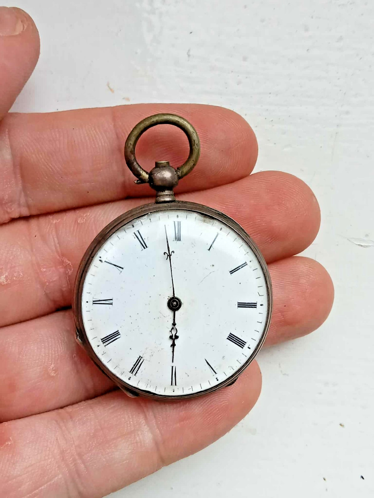 Antique Cylinder Swiss Ladies Pocket Watch c1890 4 Rubies