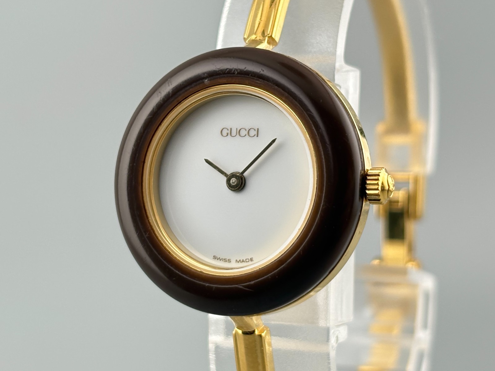 [Excellent] Gucci Change Bezel 11/12.2 Gold Brown Watch Auth