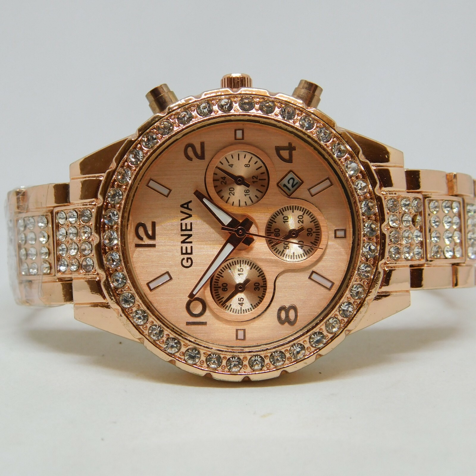 GENEVA Rose Gold Tone Quartz Analog Ladies Watch Sz. 7 3/4″