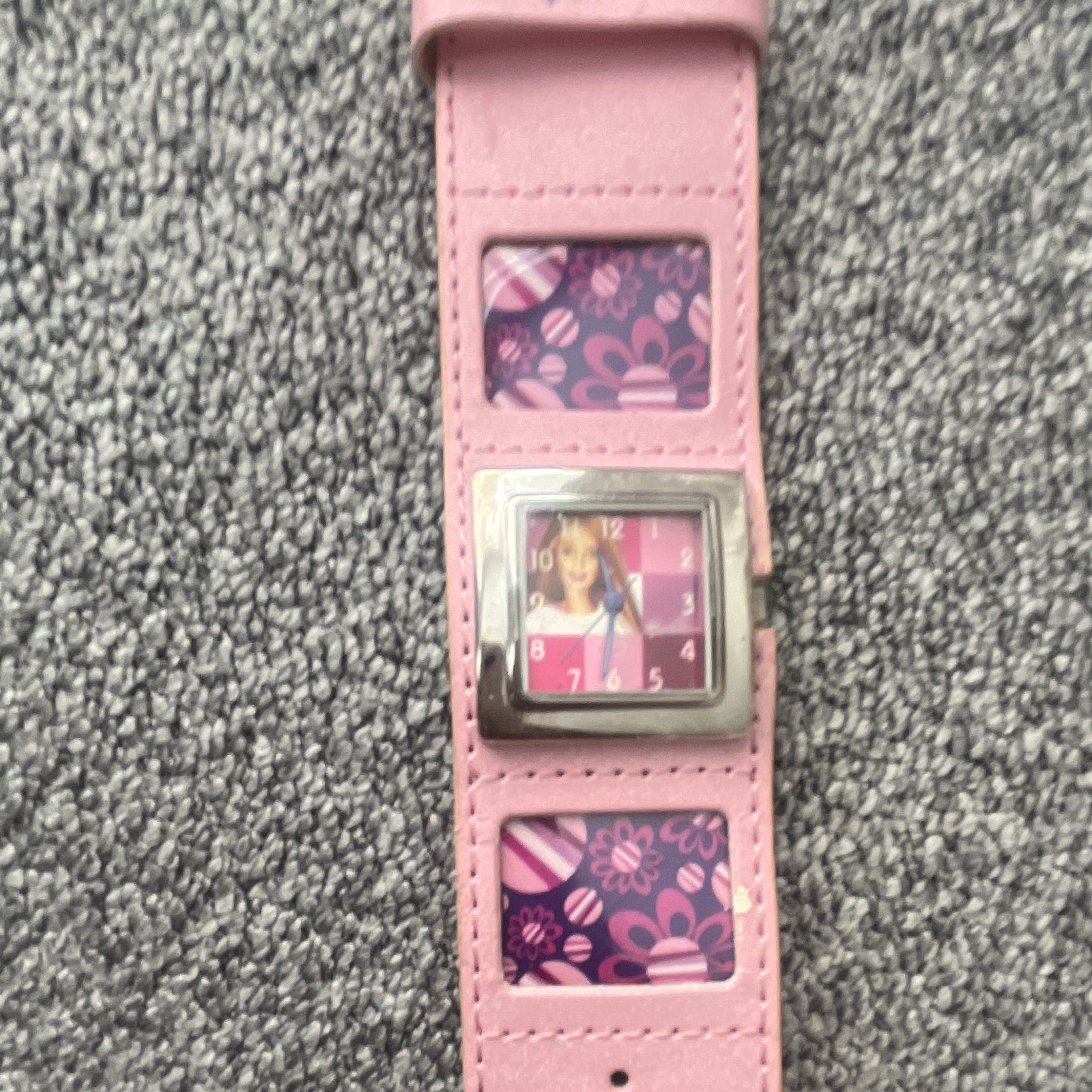 Barbie Girls Quartz Wristwatch Square Case Pink Dial Pink Leather Strap
