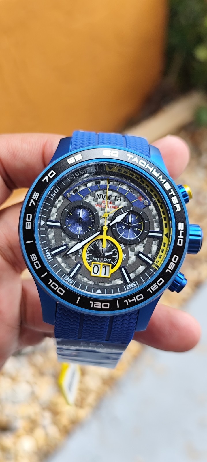 Invicta Sea Vulture Men’s 54mm Blue Carbon Fiber Swiss Chronograph Watch 35028