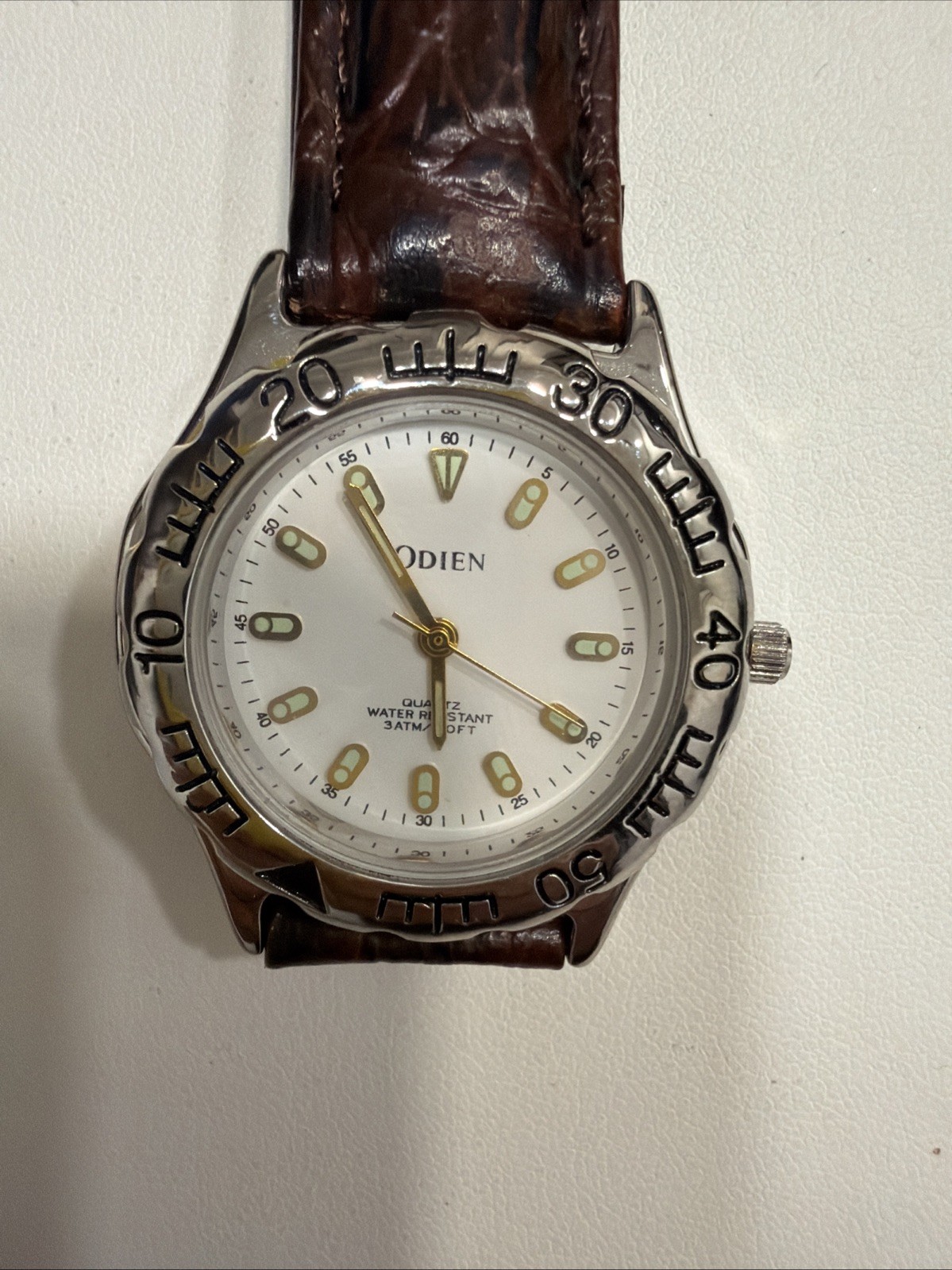 Odien Water Resistant Quartz White Dial 33mm Case Wrist Watch
