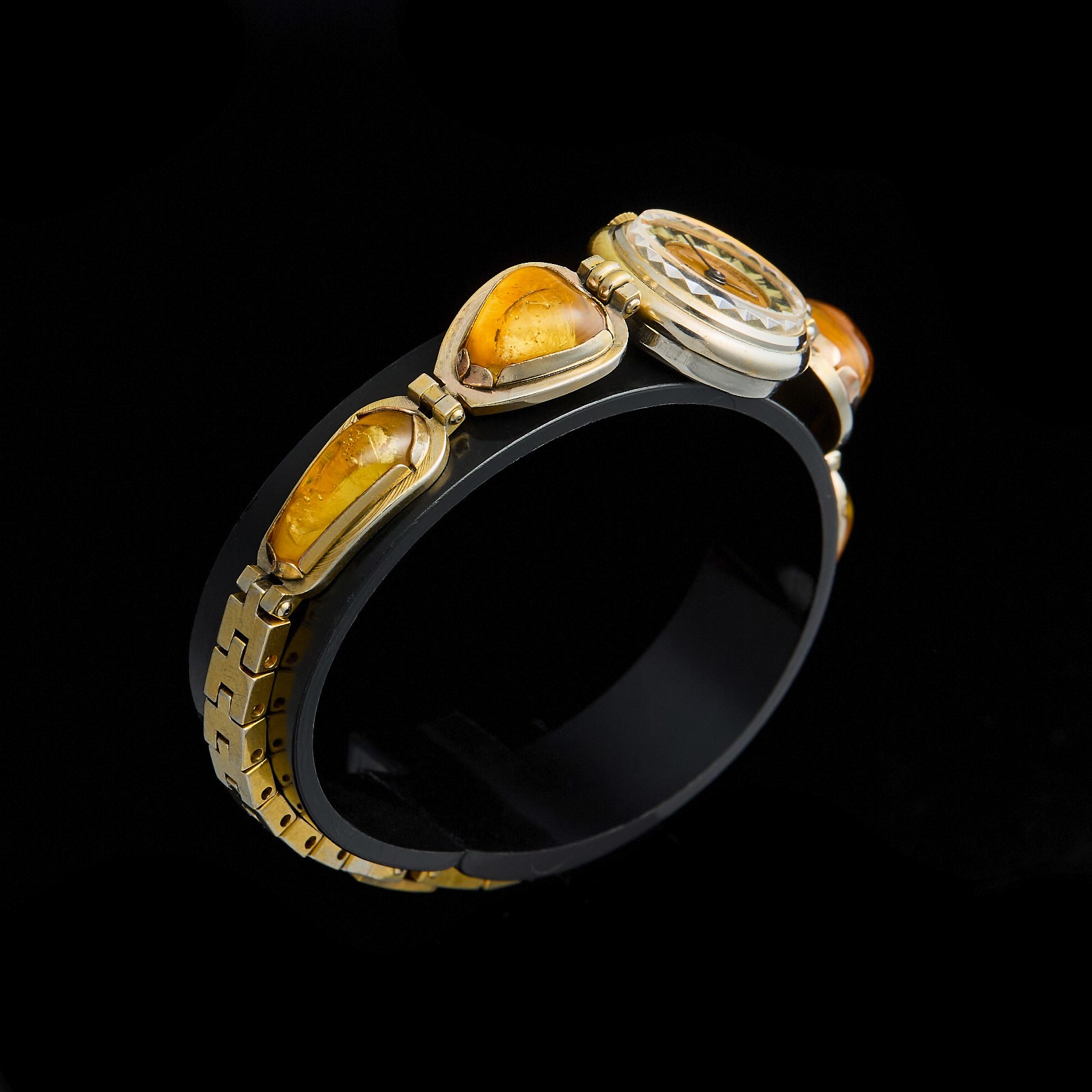 Vintage Chaika Watch Natural Amber Bracelet Russian Mechanical Watch 1990s.