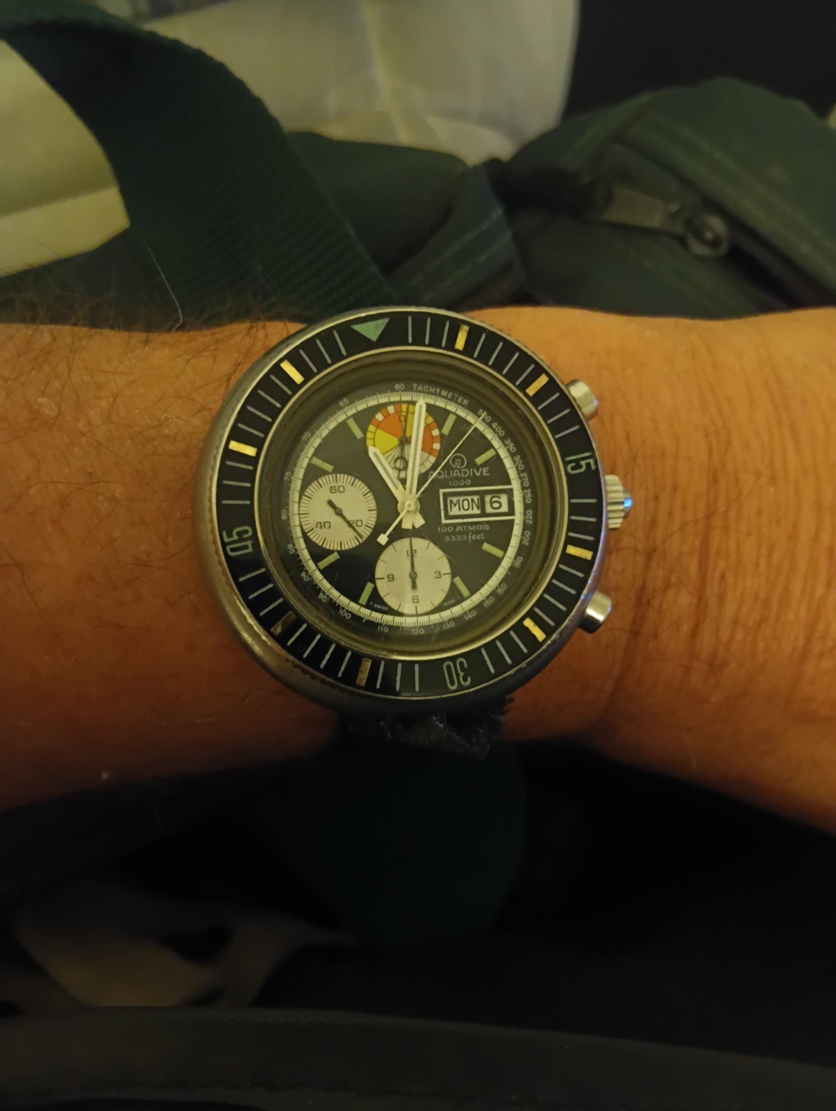 Ultra Rare MATTE BLACK DIAL/BEZEL AQUADIVE 1000 Chronograph, Exceptional