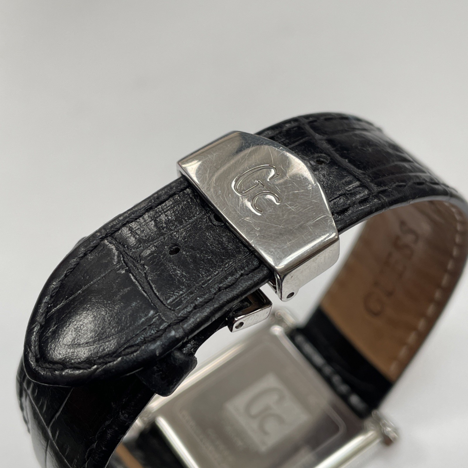 Guess Collection GC Watch Genuine Leather Strap Mens Wristwatch Deployment Clasp