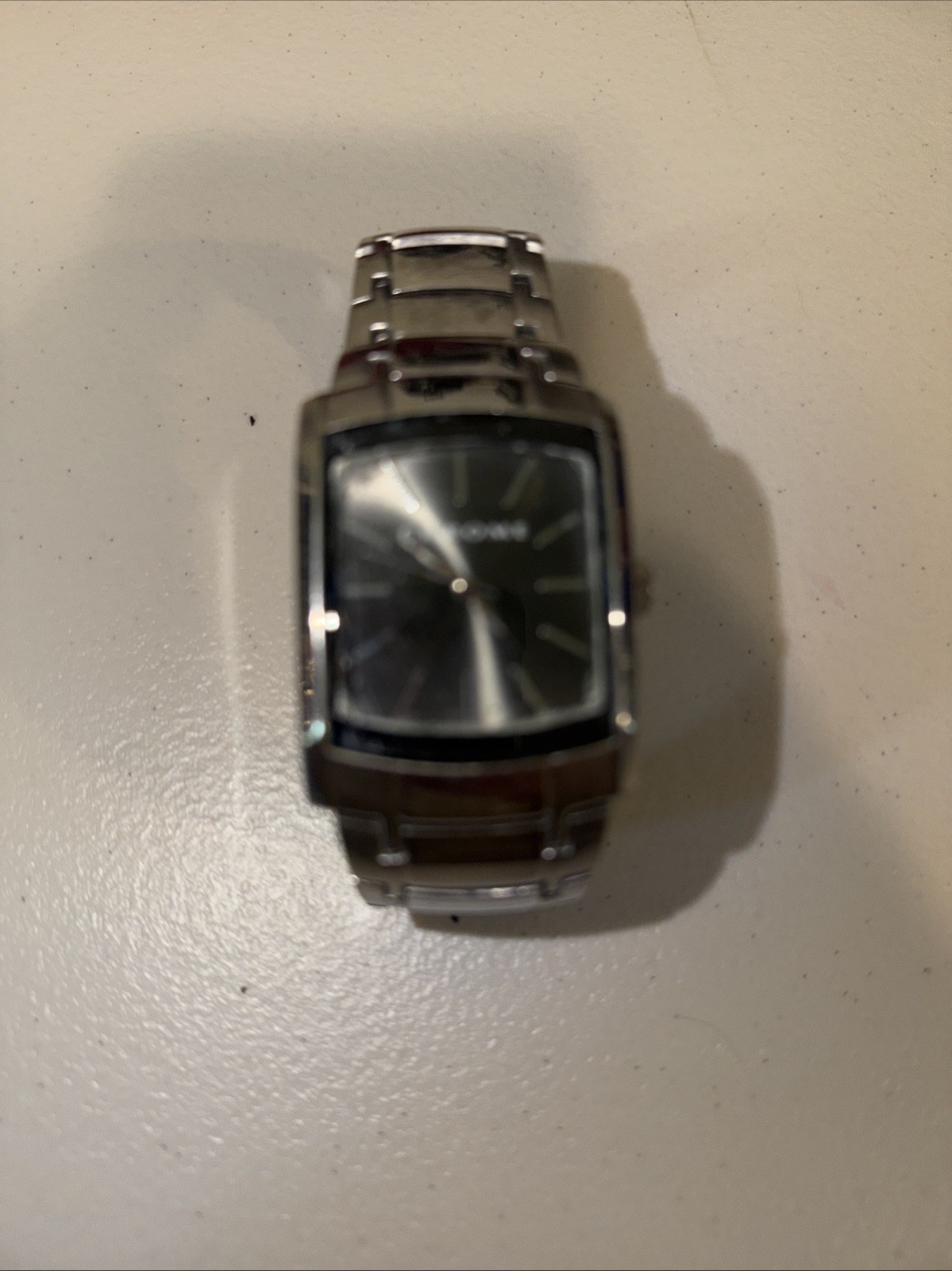 FMD Chrome Watch Analog Black Face Stainless Steel Quartz