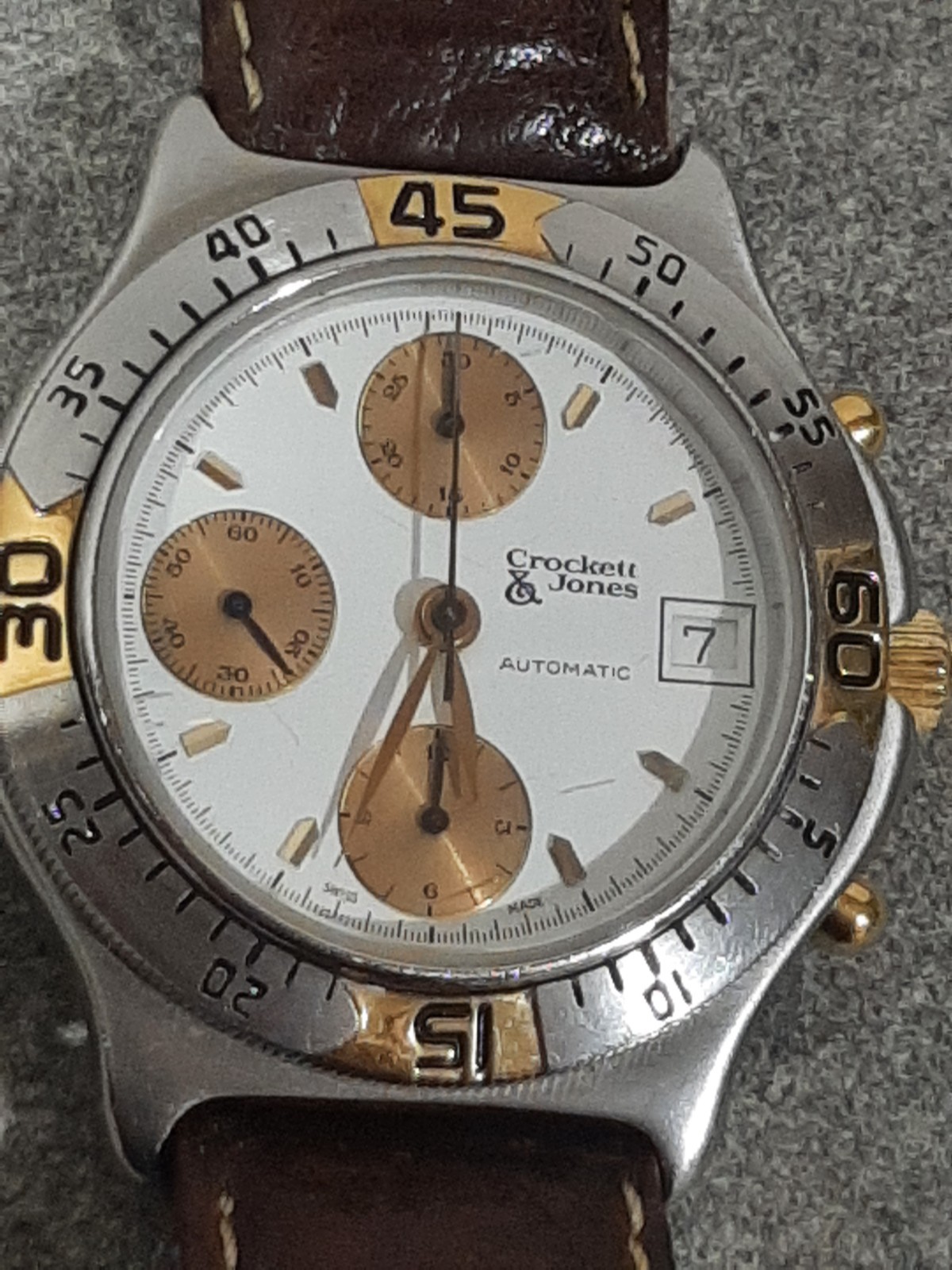 80s AUTOMATIC CHRONO. ETA -VALJOUX 7750. 3 Atm. SCREW CROWN. SAPPHIRE GLASS