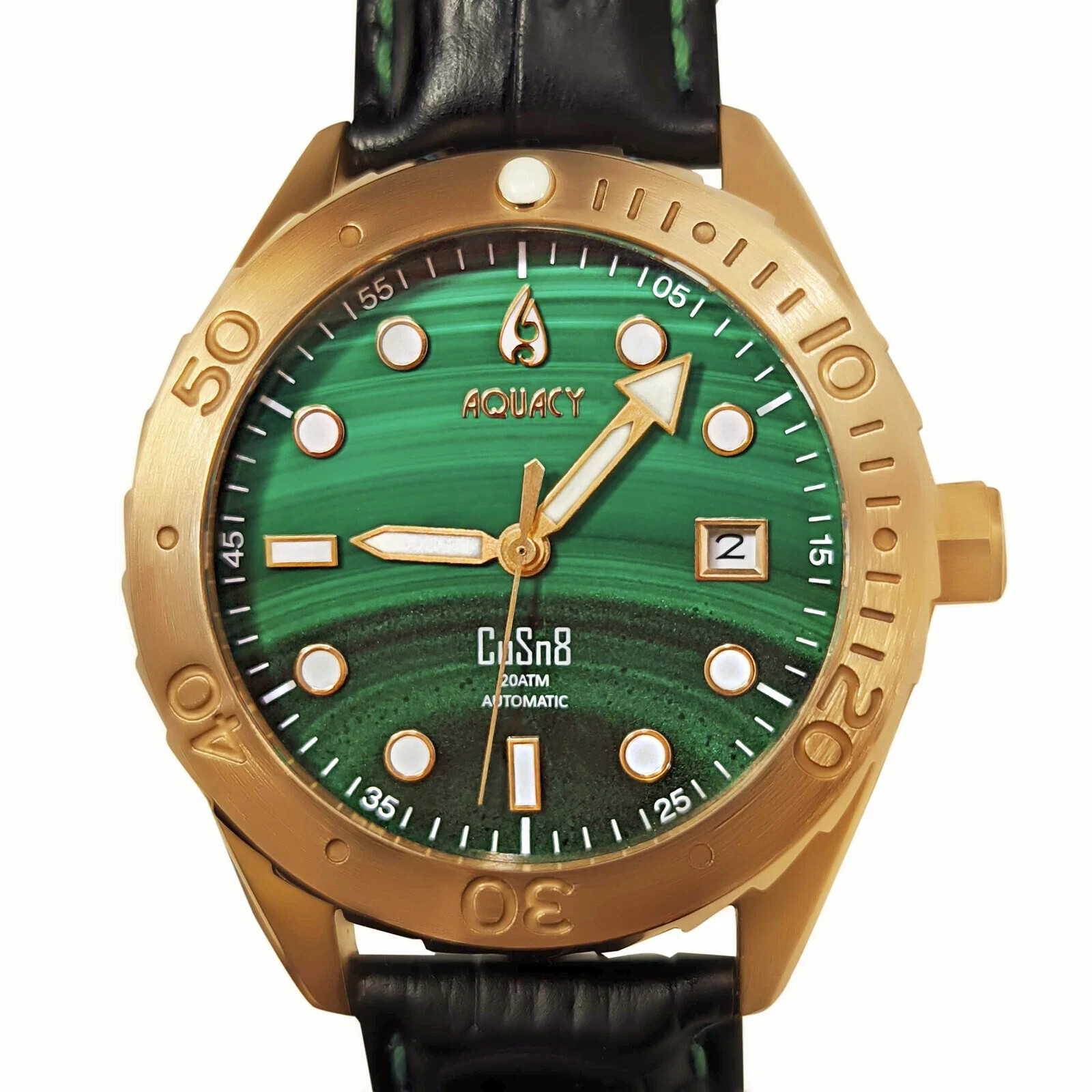 Aquacy Bronze Men’s Malachite Dial Watch Automatic 200M Miyota Movement