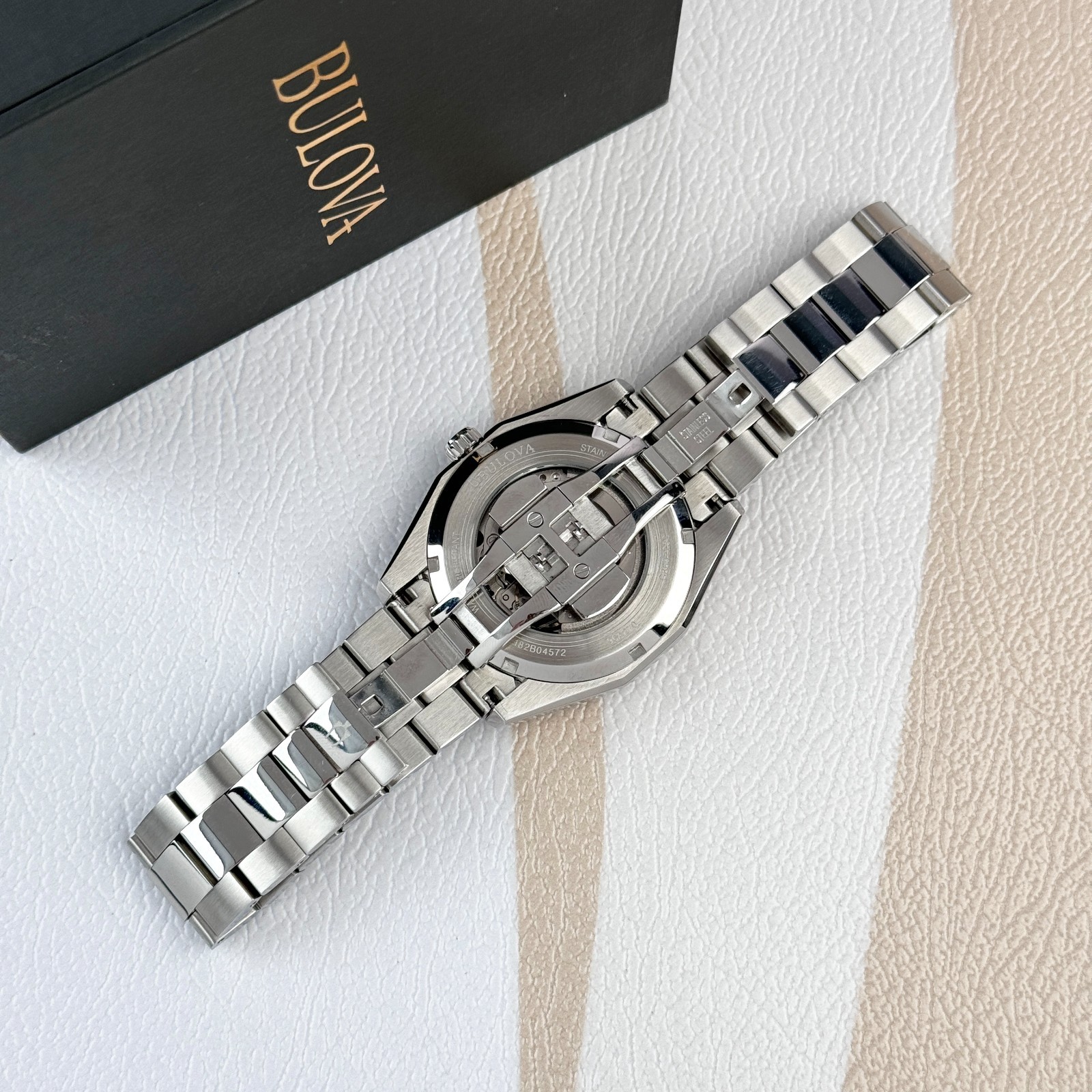 Bulova Men’s Classic Surveyor Black Dial Stainless Steel Automatic Watch 96A270