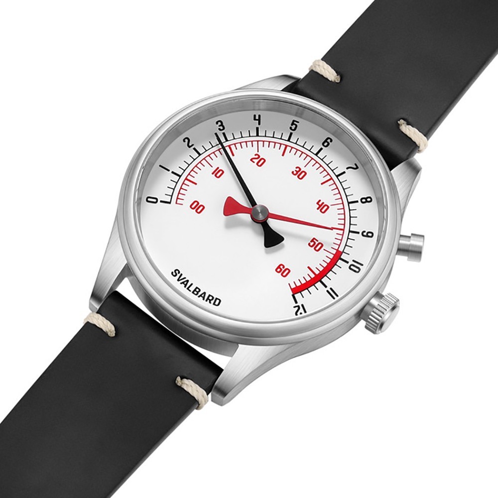 Svalbard TIME TRAVEL HX 17 Quartz Steel White Black Leather Men’s Watch