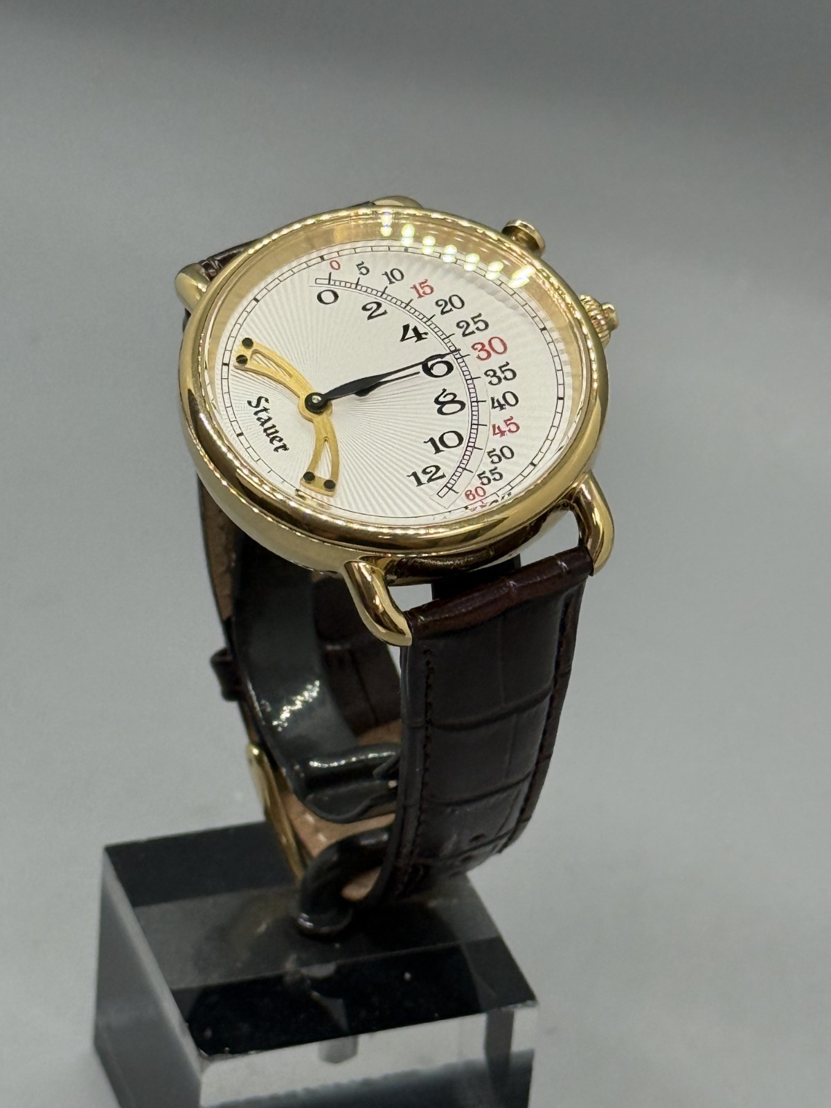Men’s Wrist Watch STAUER -Retrograde- 55091 43mm Leather Strap – IN BOX **MINT**