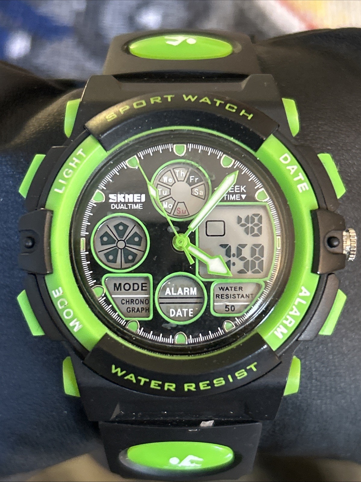 Skmei Black And Green Sport Watch