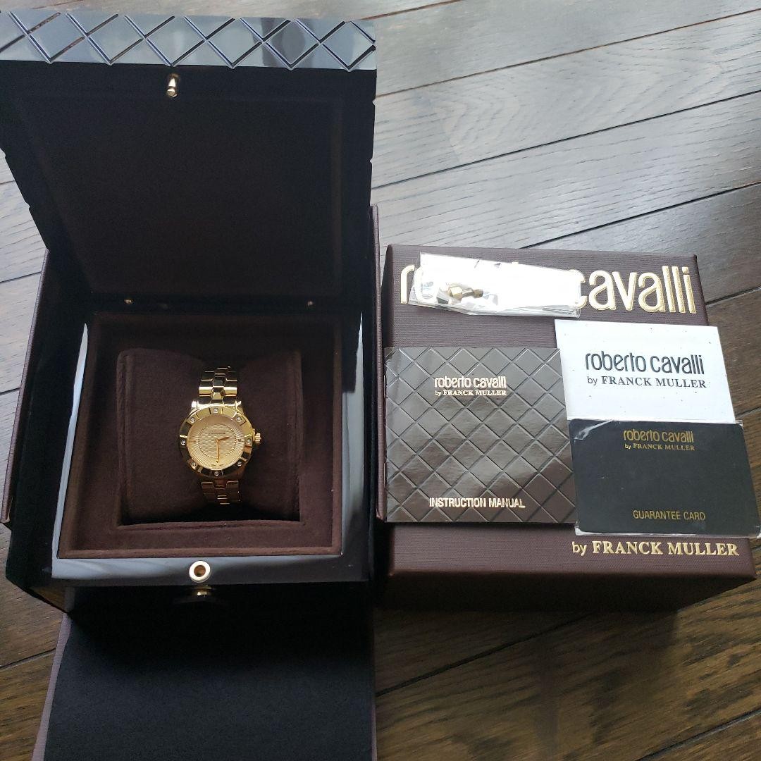 Roberto Cavalli x Franck Muller double name gold quartz Case size 40mm x 35mm