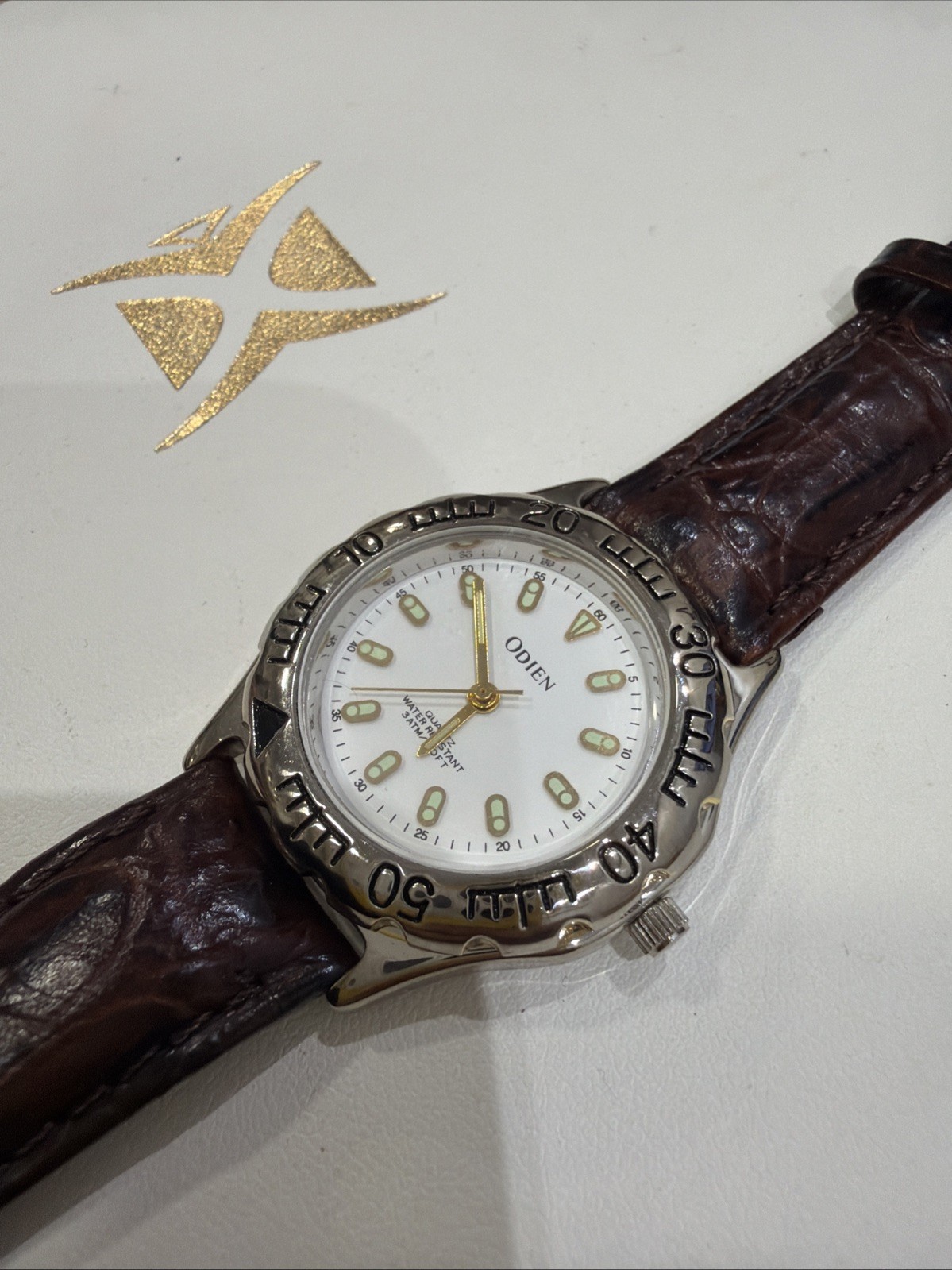Odien Water Resistant Quartz White Dial 33mm Case Wrist Watch