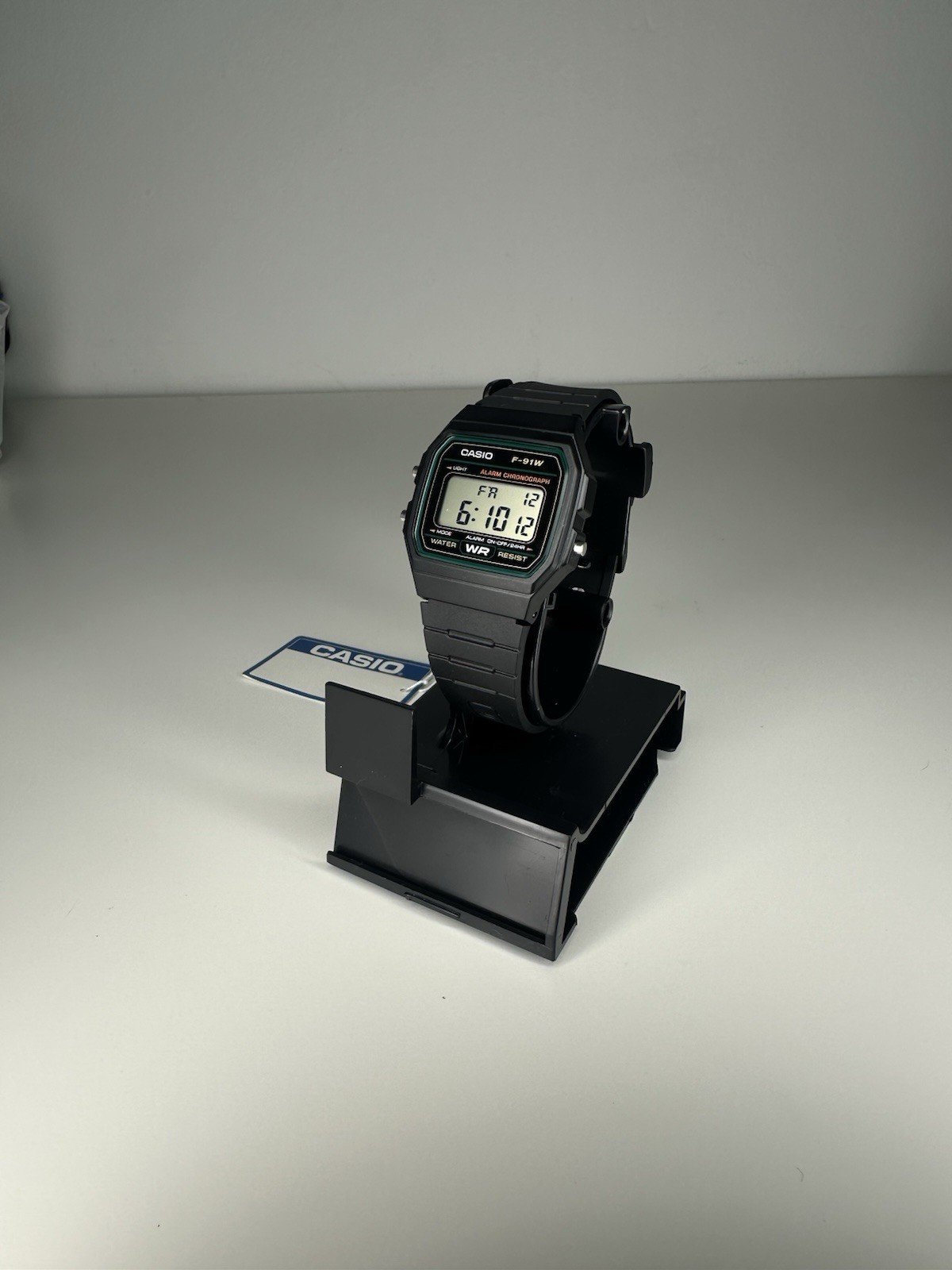 Casio F91W-3 Classic Digital Watch Olive Green Accent Chronograph Retro No Box