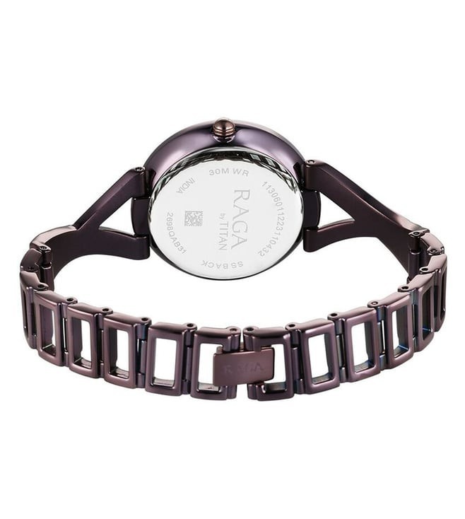 Titan Womens Watch Brown Metal Jewelry Band Round Face Dial 2698QM01