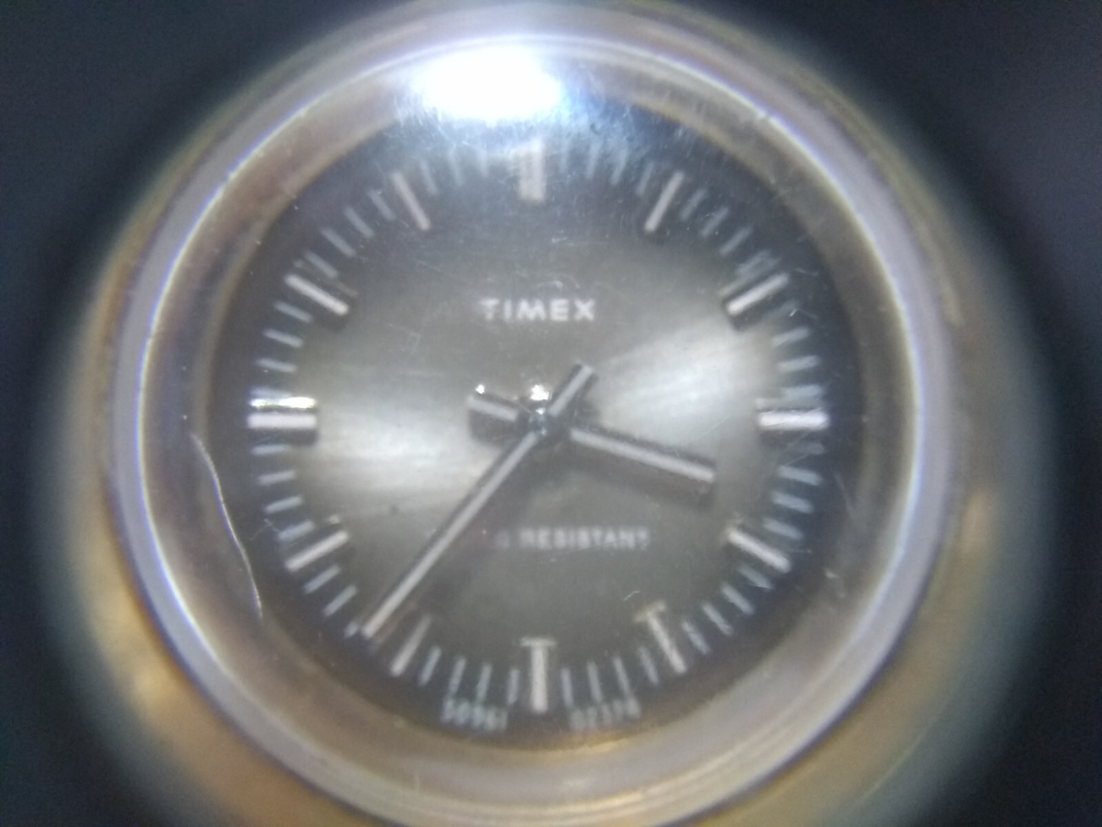 Timex Wind Up Watch 33N Brown Starburst Dial Gold Case Brown Leather Service
