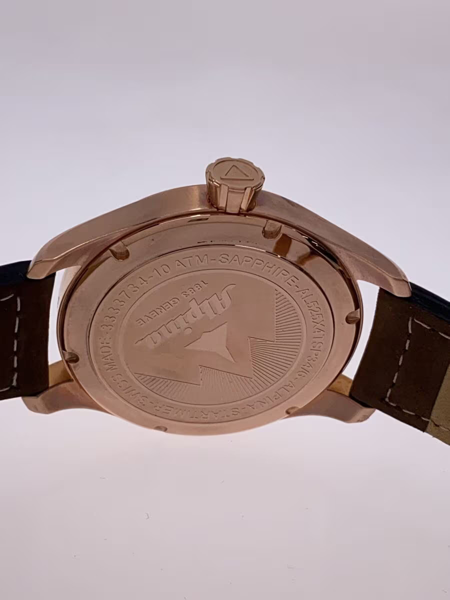 [B1S] Alpina Startimer Pilot Automatic White Dial Brown Leather Watch [g2v]