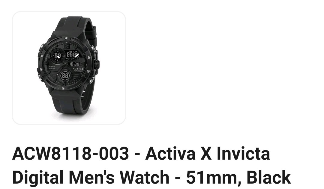 Activa X Invicta Men’s Analog/Digital Quartz 51mm Black Silicone 100m