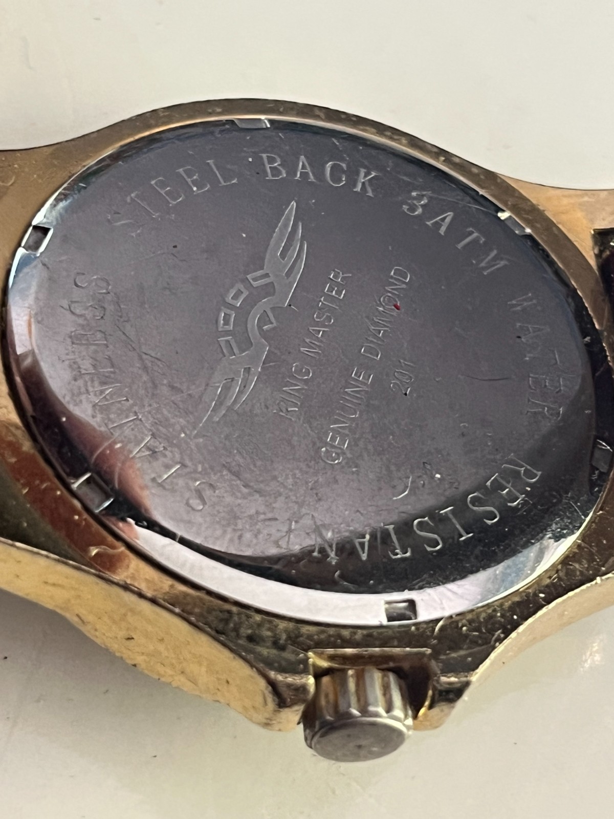 king master diamond watch,gold color leather band