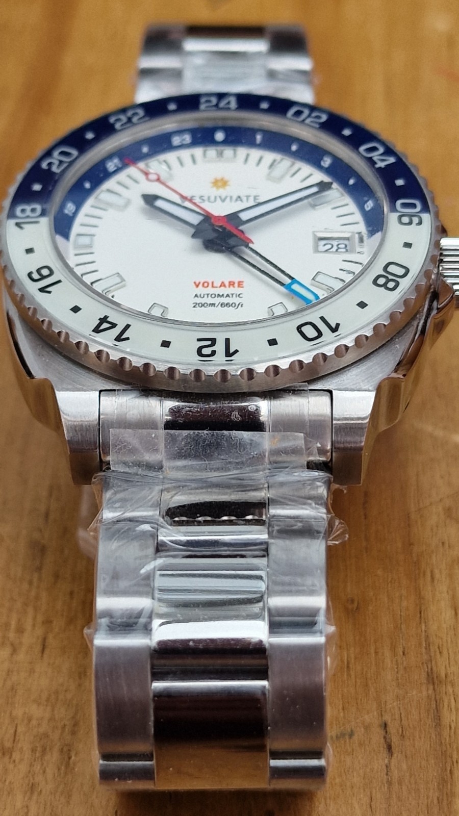 Vesuviate Volare GMT White Full Lume 41mm Sapphire Bezel & Caseback