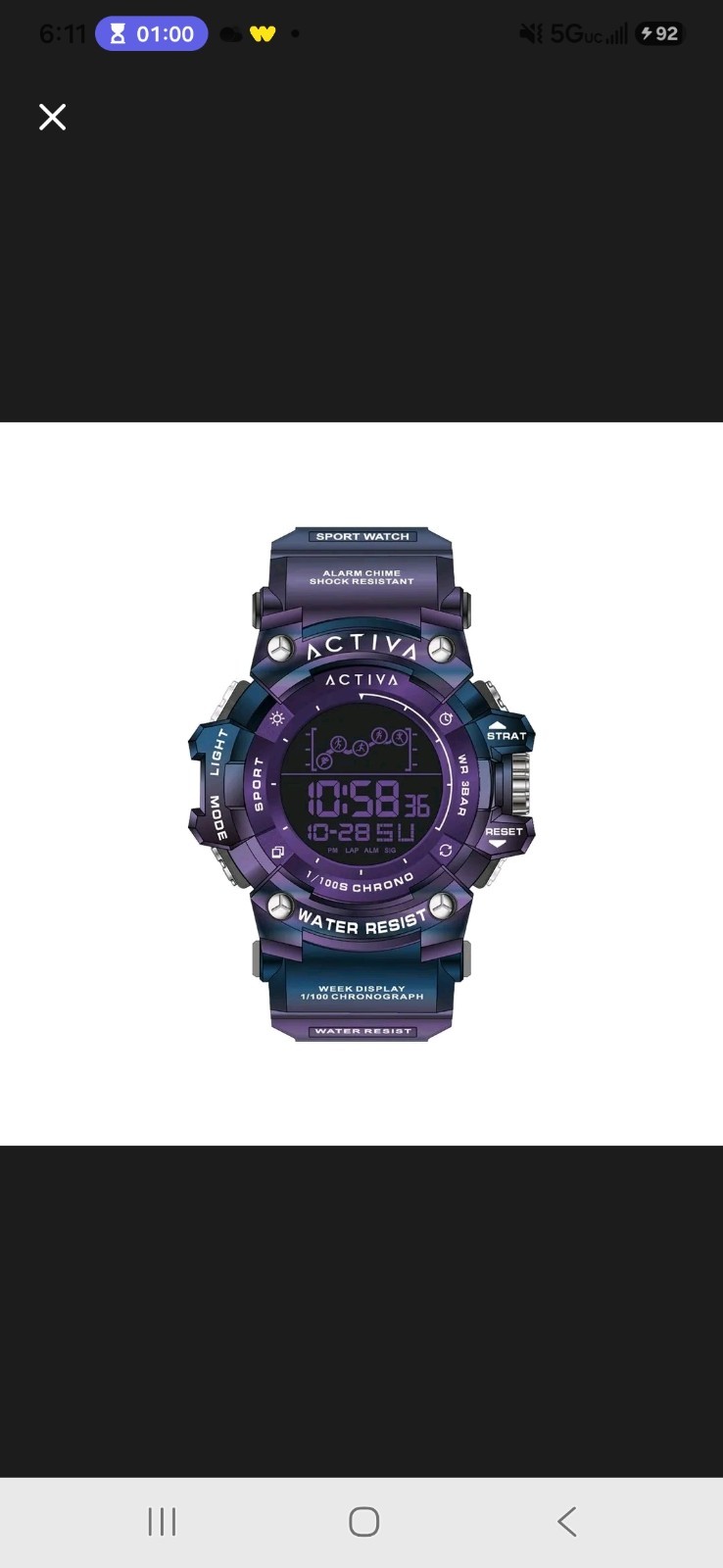New Activa X Invicta Digital Unisex Watch 50mm Iridescent Purple ACW8082-020