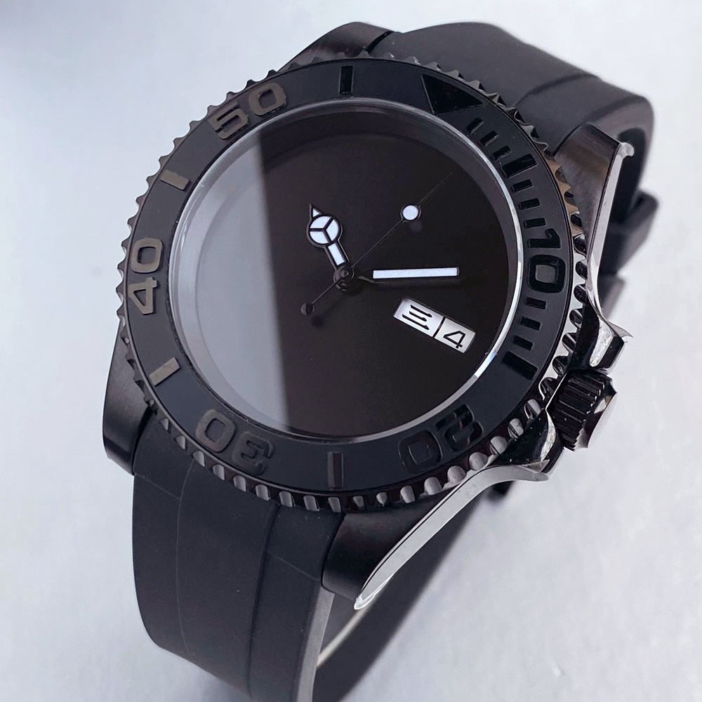 40mm NH36A Automatic Diver Men Watch Sterile Black PVD 200m Waterproof Sapphire