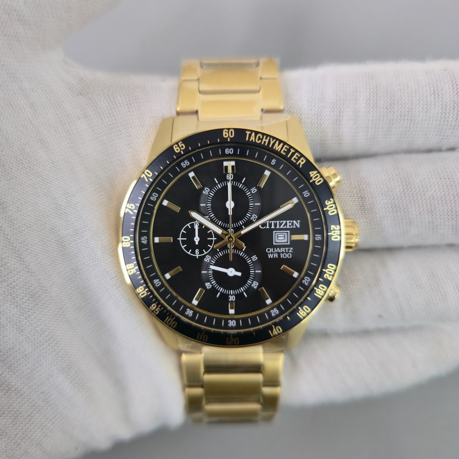 Citizen Chronograph AN3682-54E Quartz Black Dial Gold-Tone 44mm New Men’s Watch