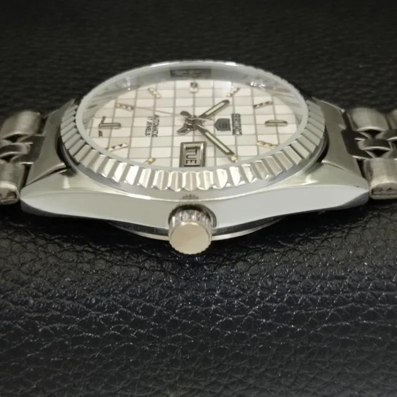 Vintage Seiko 5 6309a Automatic Refurbished Japan Mens Day/Date White Color Dial
