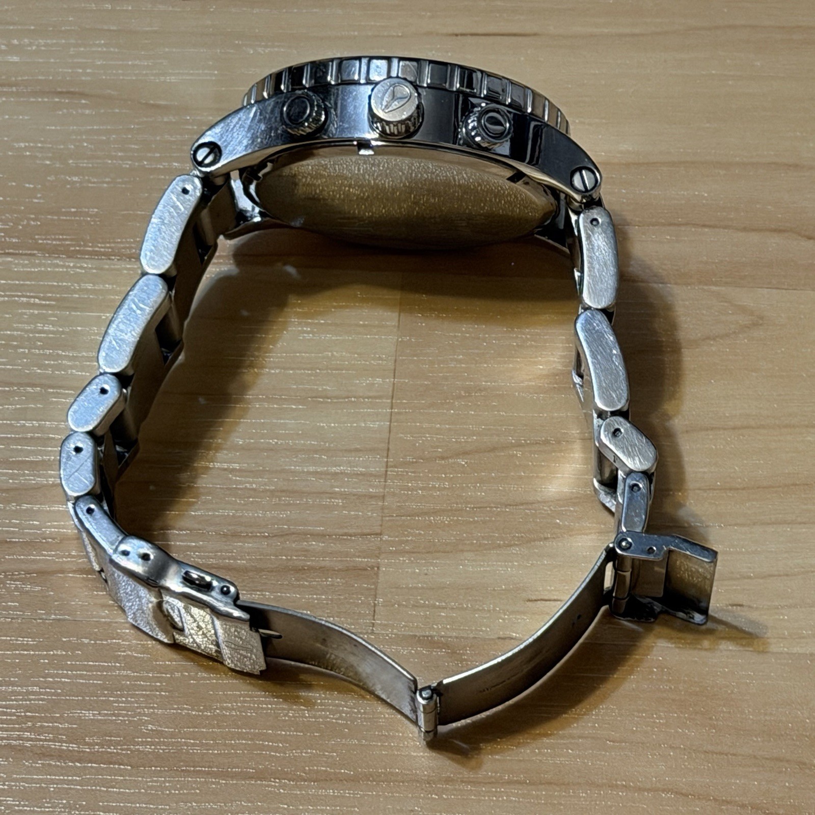Nixon The 51-30 Chrono Simplify High Polish Silver Chronograph Watch RUNS *READ*