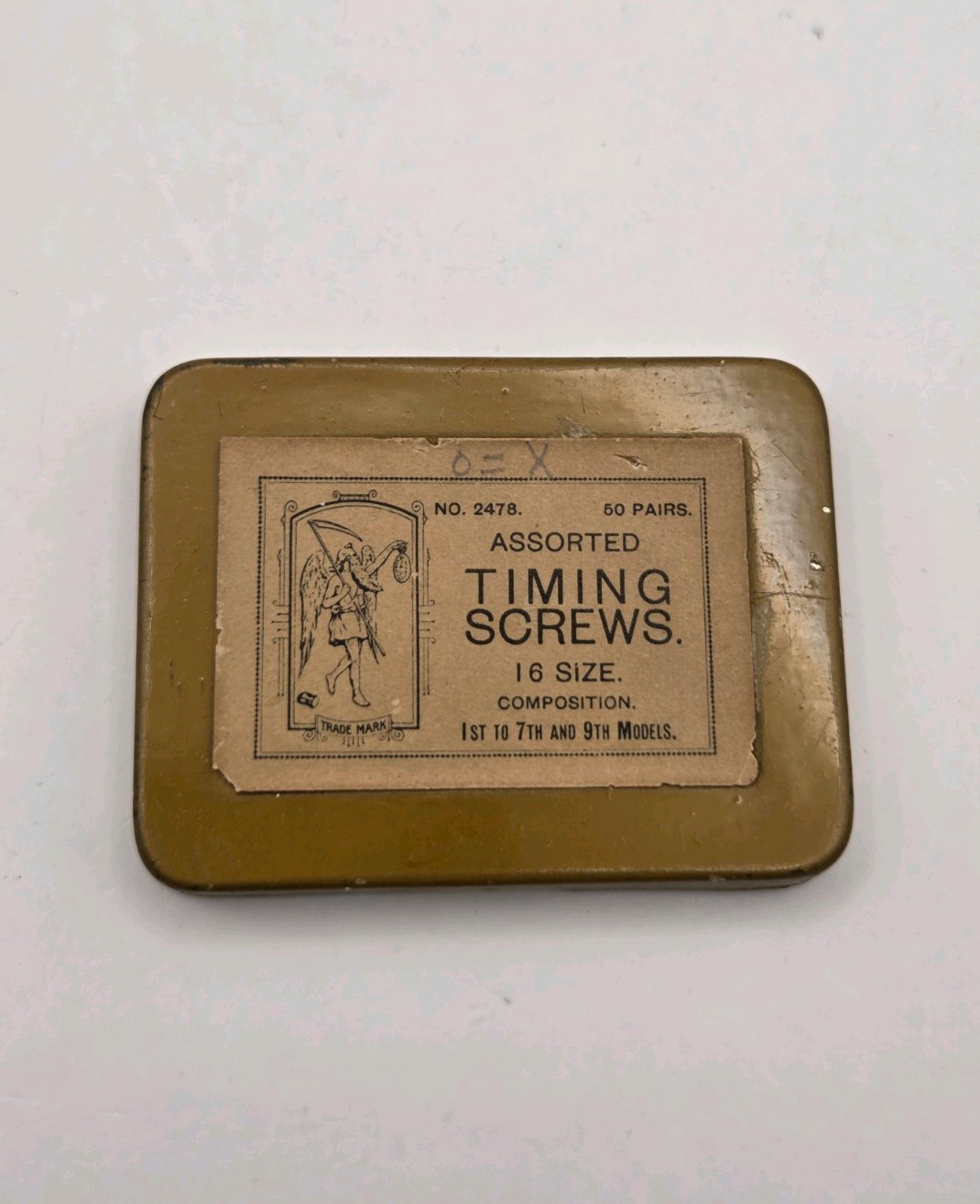 Vintage Elgin Timing Screw Assortment Tin, Father Time Logo, No 2478, 16 Size