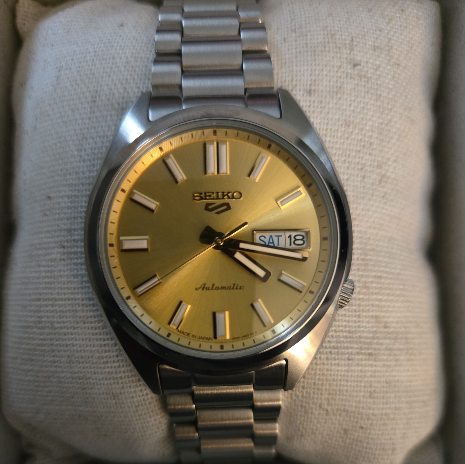 Seiko 5 Sports SNXS Series 37.5mm Yellow Dial Watch SRPL59