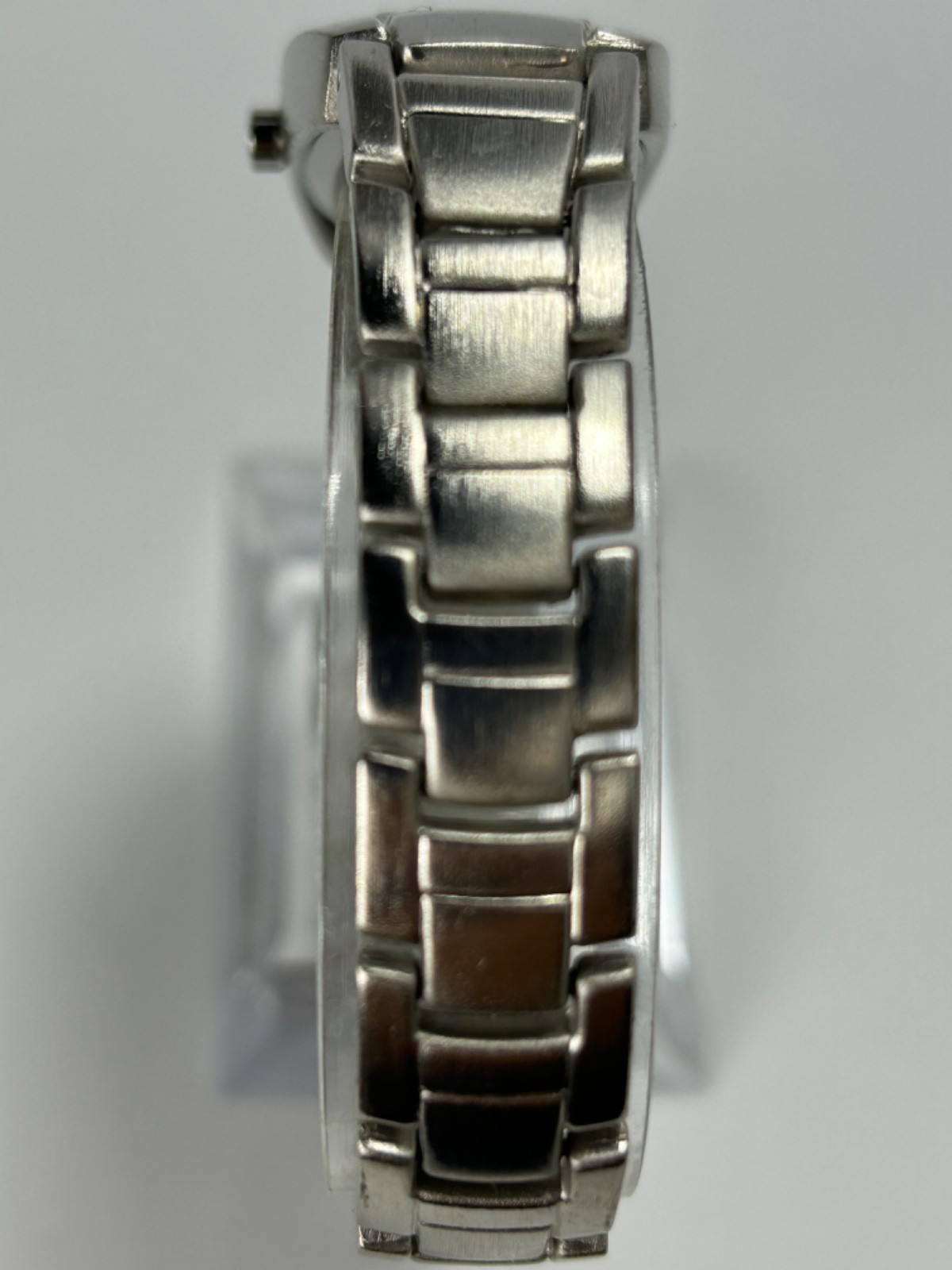 LONDON Women’s Quartz Watch Silver Tone Black Dial Tonneau Link Bracelet Working
