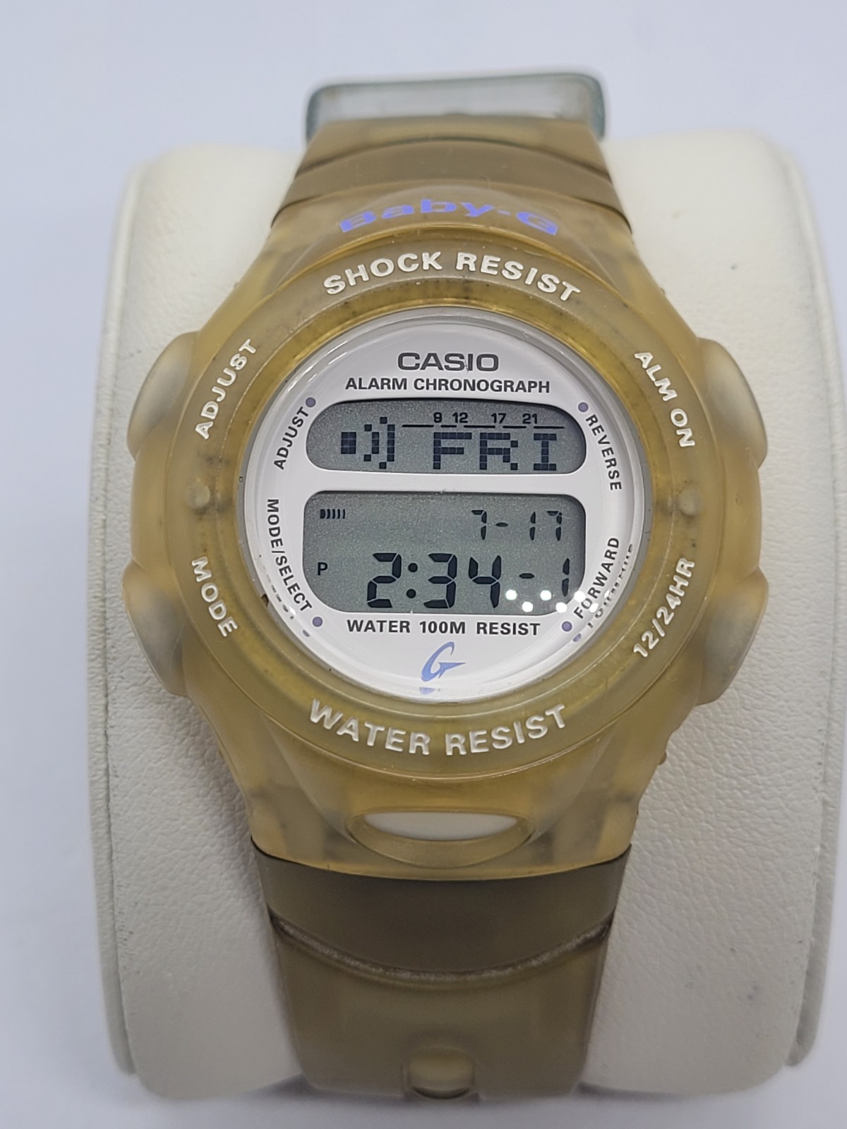 Vtg CASIO Baby-G Shock Model BG-142 Digital Men Watch Clear NEW BATTERY. (121)